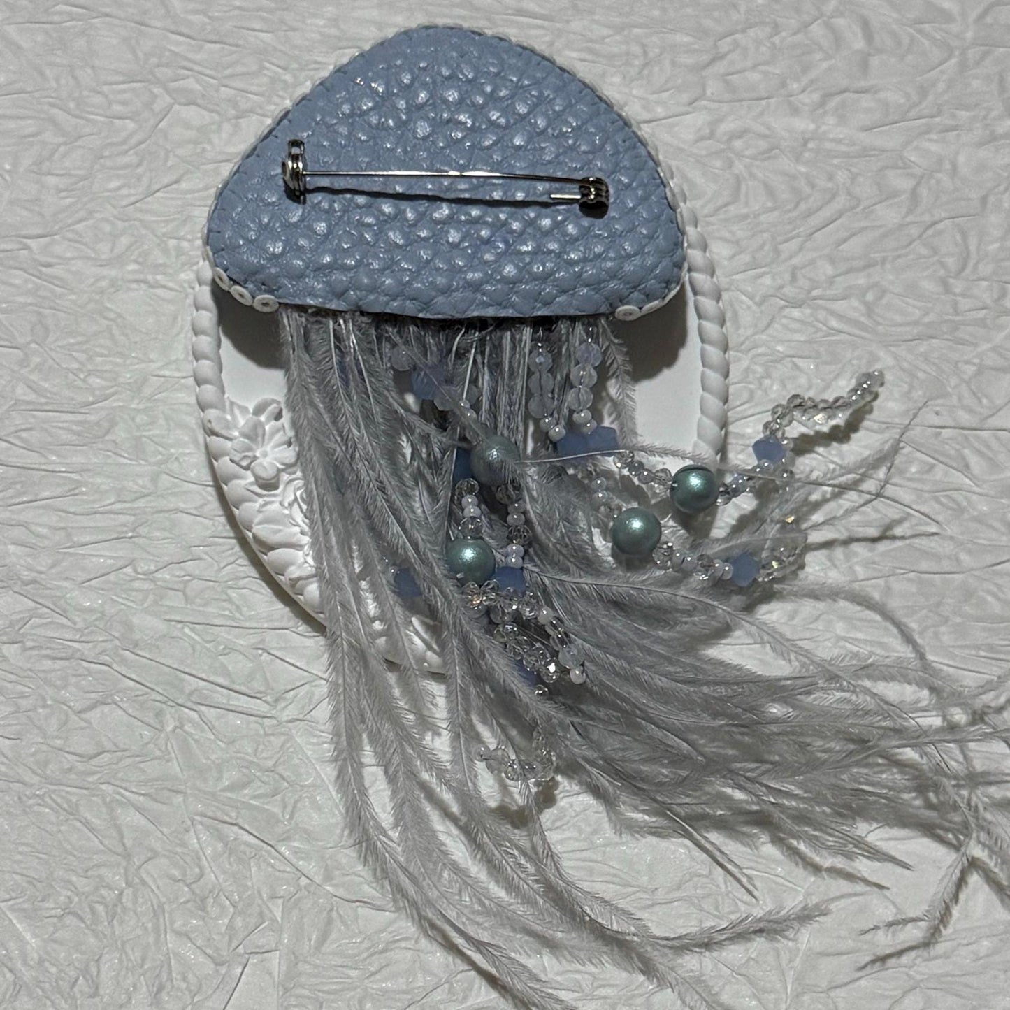 Handmade Beaded Jellyfish Brooch: Ocean-Inspired Nautical Pin