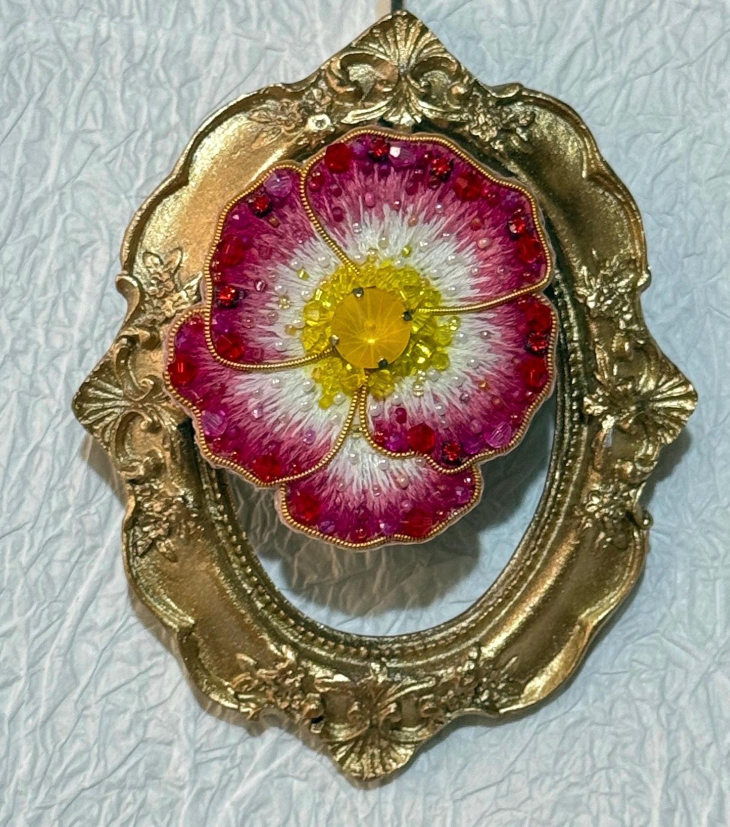Handmade Beaded Pansy Brooch: Colorful Beadwork Flower Pin
