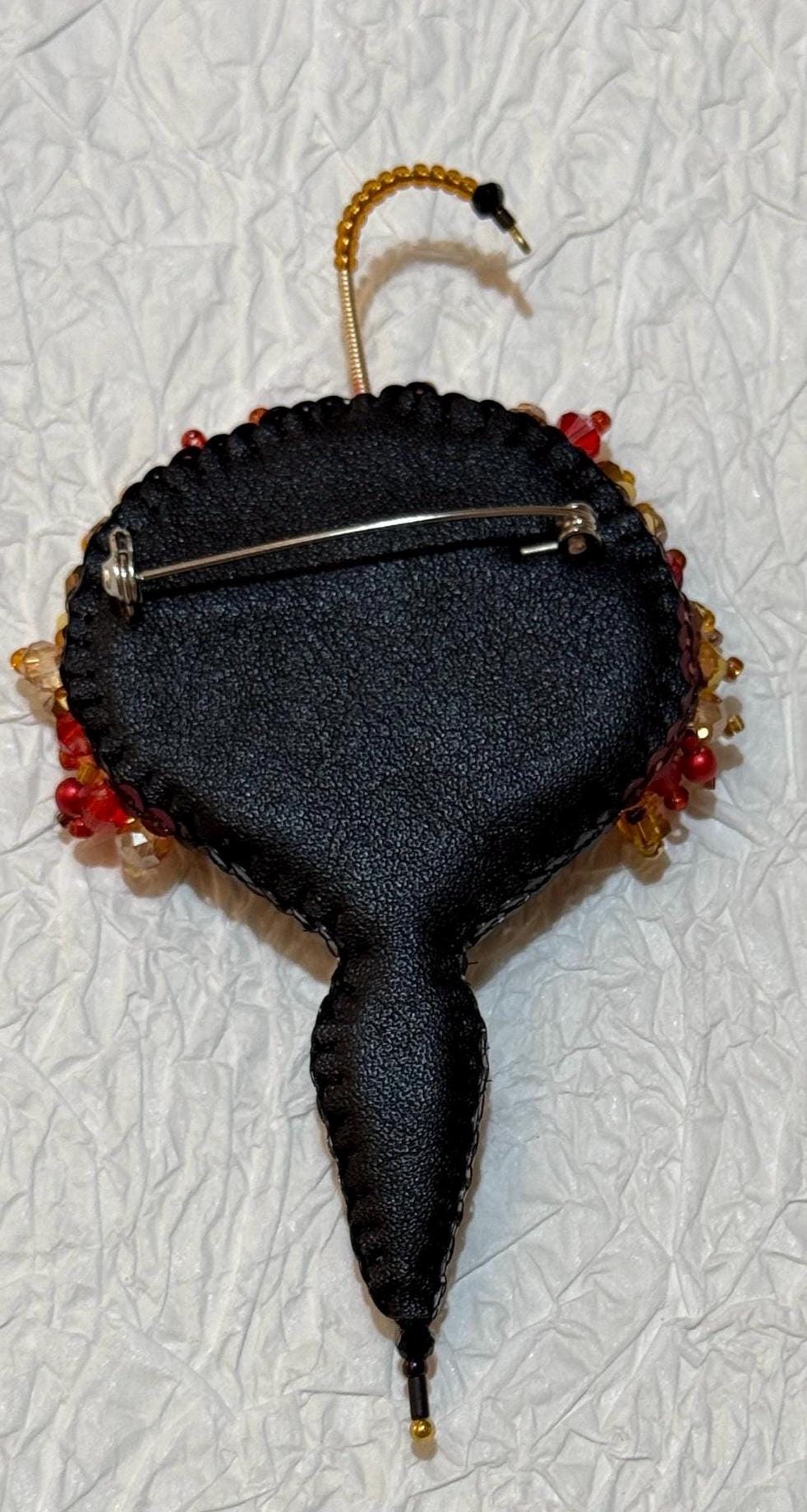 Handmade Floral Umbrella Brooch: Beaded Sequin Statement Jewelry