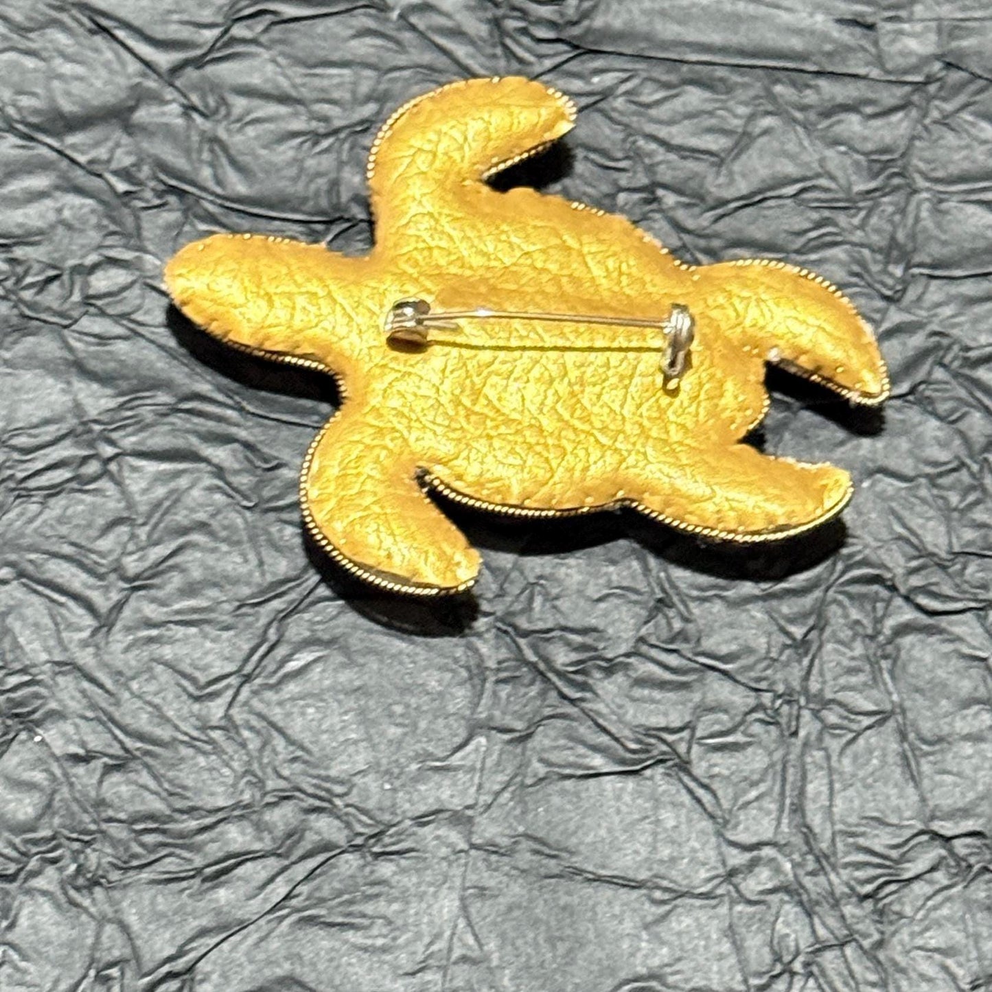Handmade Beaded Turtle Brooch: Gold Sequins & Crystals