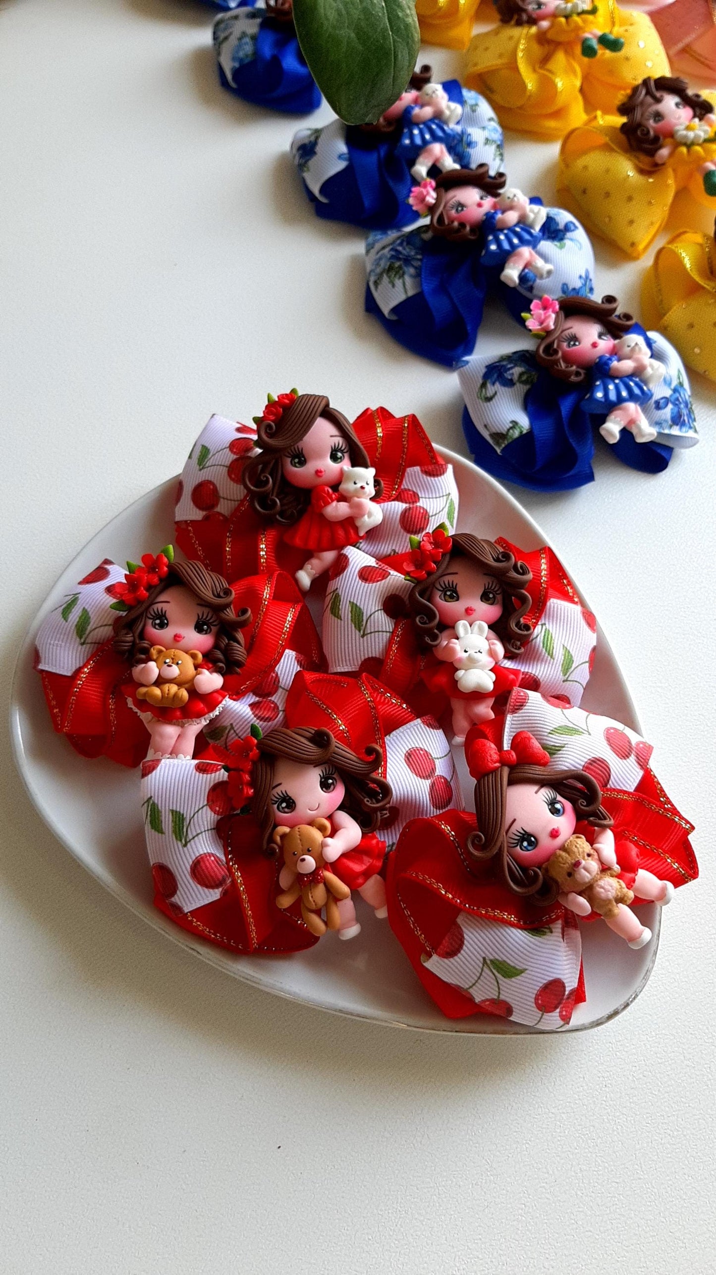 Handmade Hair Bow Clip: Polymer Clay Figurine, Girls Hair Accessory
