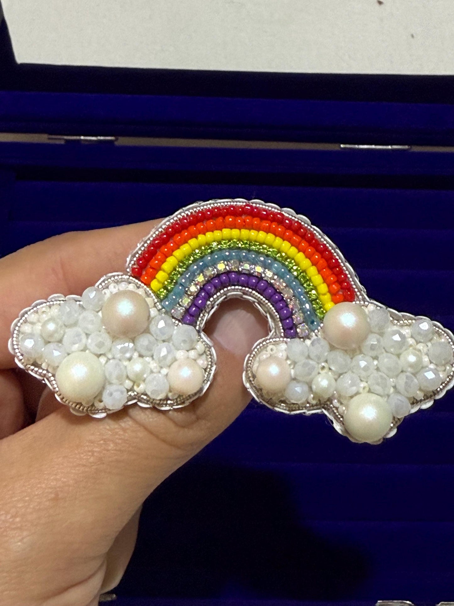 Handmade Beaded Rainbow Brooch – Pearl Cloud LGBTQ Pride Pin