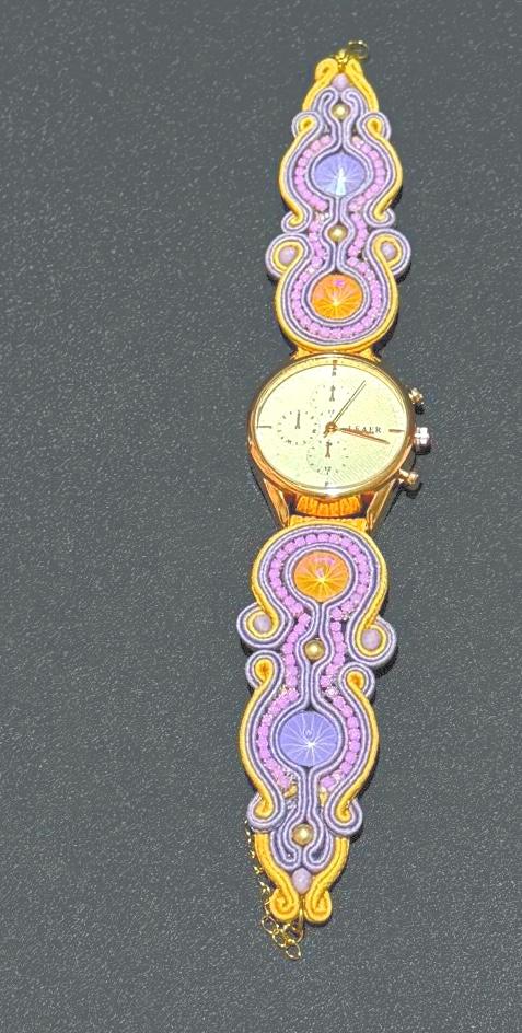 Handmade Soutache Watch: Beaded Crystal Embroidered Wristwatch