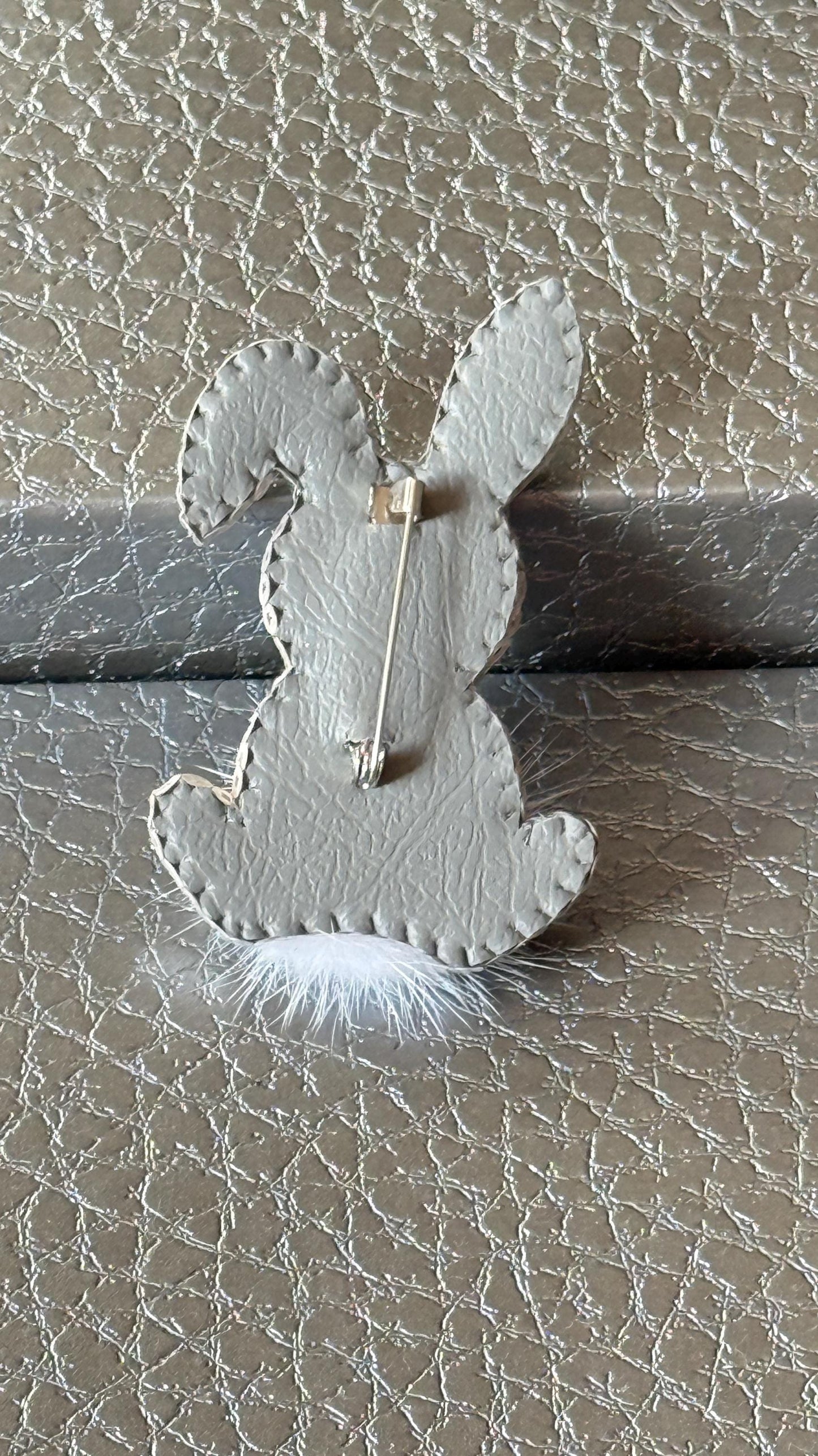 Handmade Beaded Bunny Brooch: Faux Fur Tail, Easter Pin
