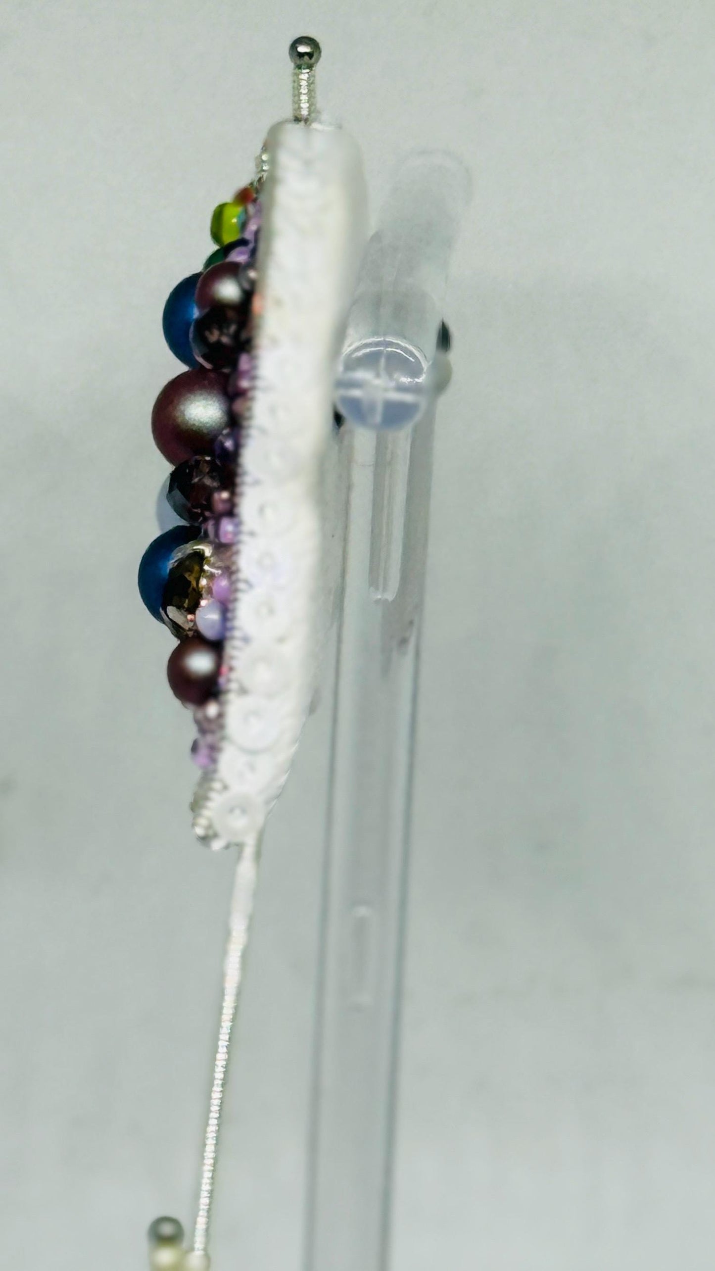 Handmade Rainbow Umbrella Brooch: Beaded Pride Pin