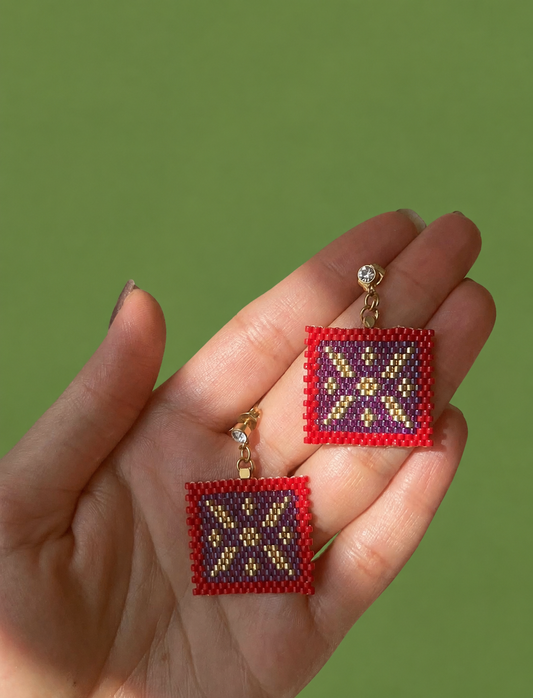Handmade beaded Derafsh Kavyani Earrings