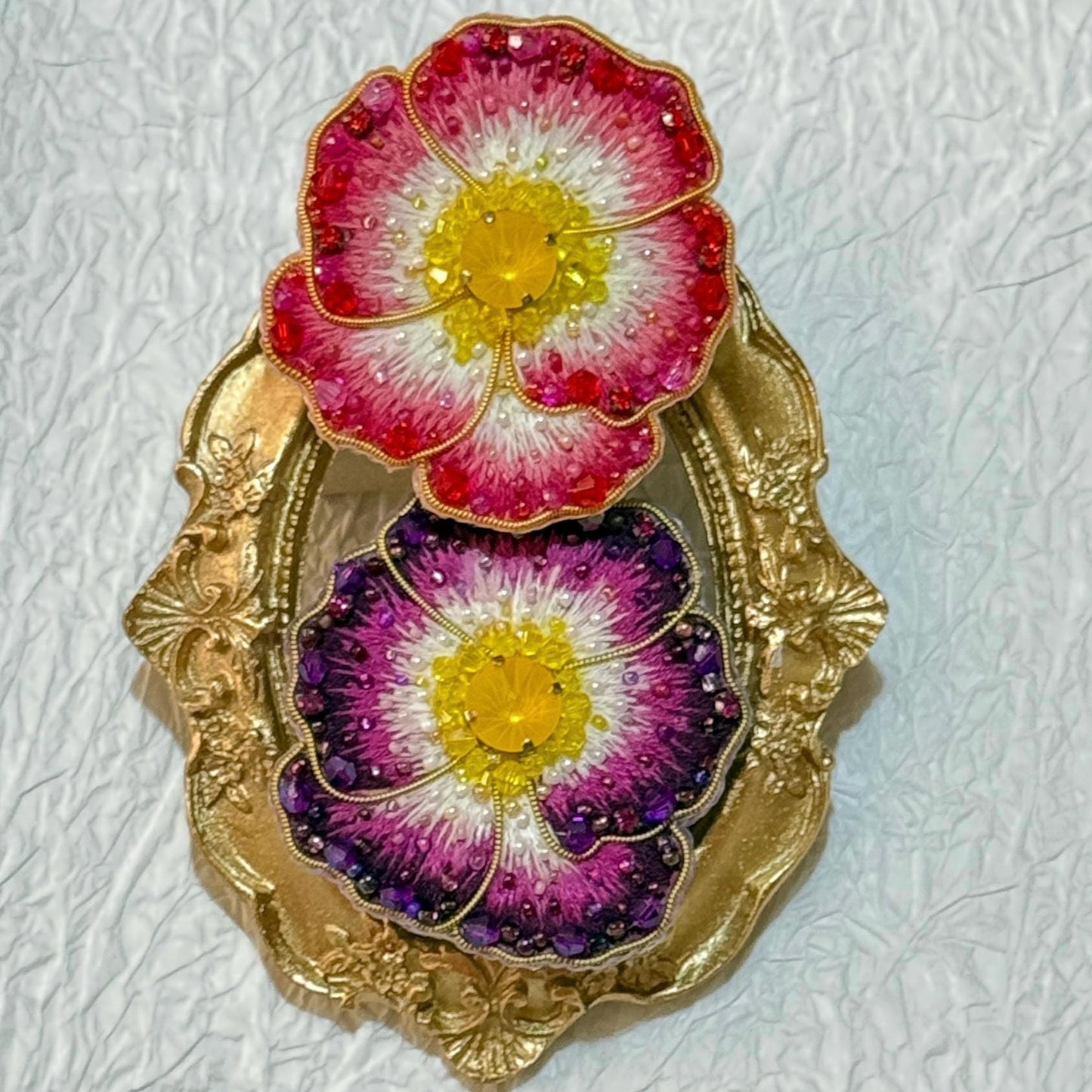 Handmade Beaded Pansy Brooch: Colorful Beadwork Flower Pin