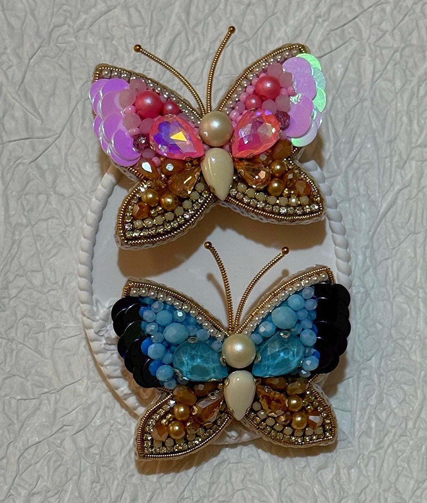 Handmade Beaded Butterfly Brooch: Embroidered Insect Pin