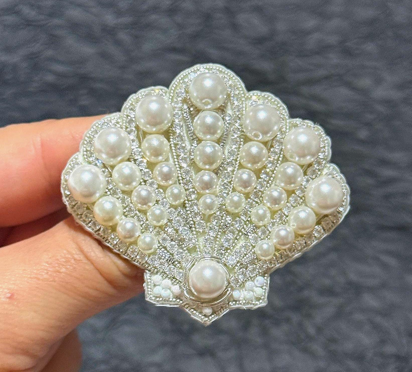 Handmade Pearl Shell Brooch: Beaded Bridal Pin, Sea-Inspired Jewelry