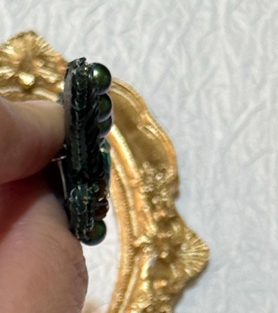 Handmade Green Dragonfly Brooch: Beaded Crystal Insect Pin