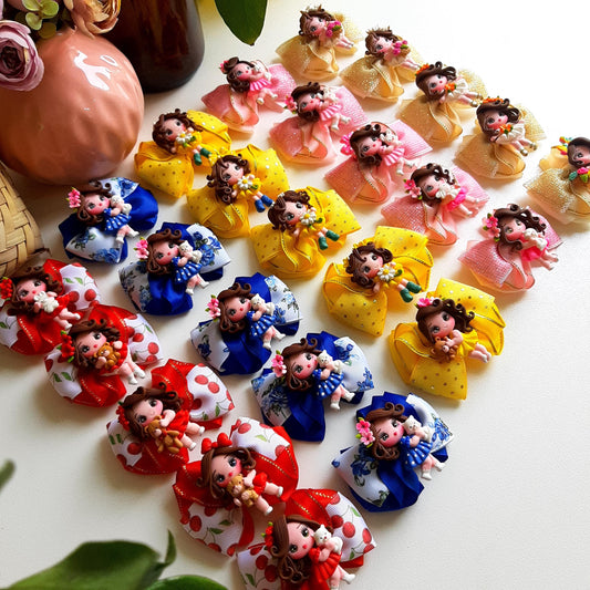 Handmade Hair Bow Clip: Polymer Clay Figurine, Girls Hair Accessory