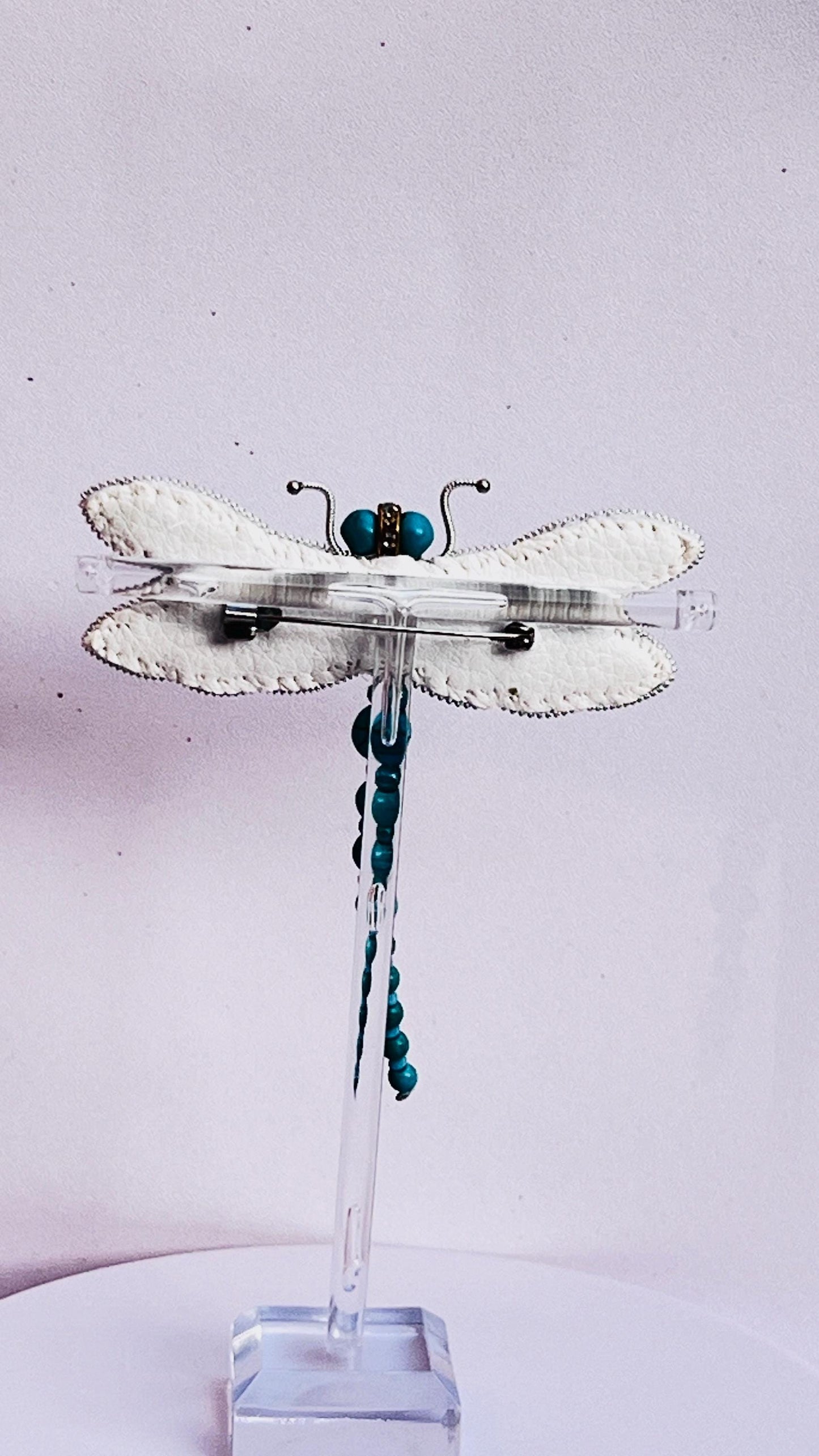 Handmade Turquoise Dragonfly Brooch: Beaded Crystal Statement Pin
