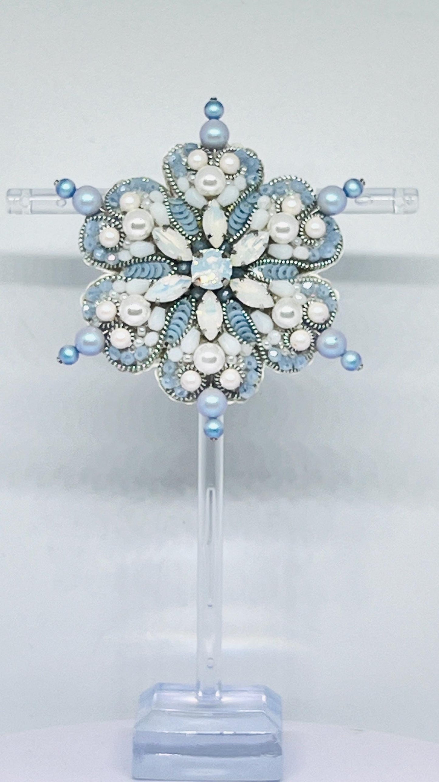 Handmade Crystal Snowflake Brooch - Elegant Winter Jewelry Accessory