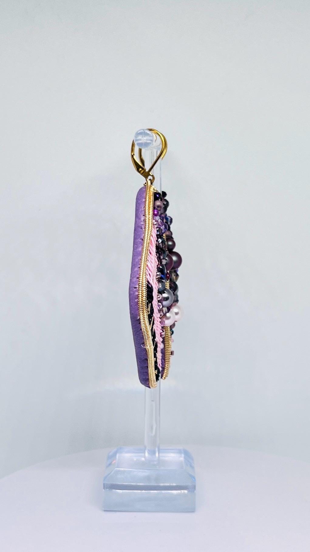 Handmade Beaded Sequin Earrings: Pearl Drop Statement Jewelry