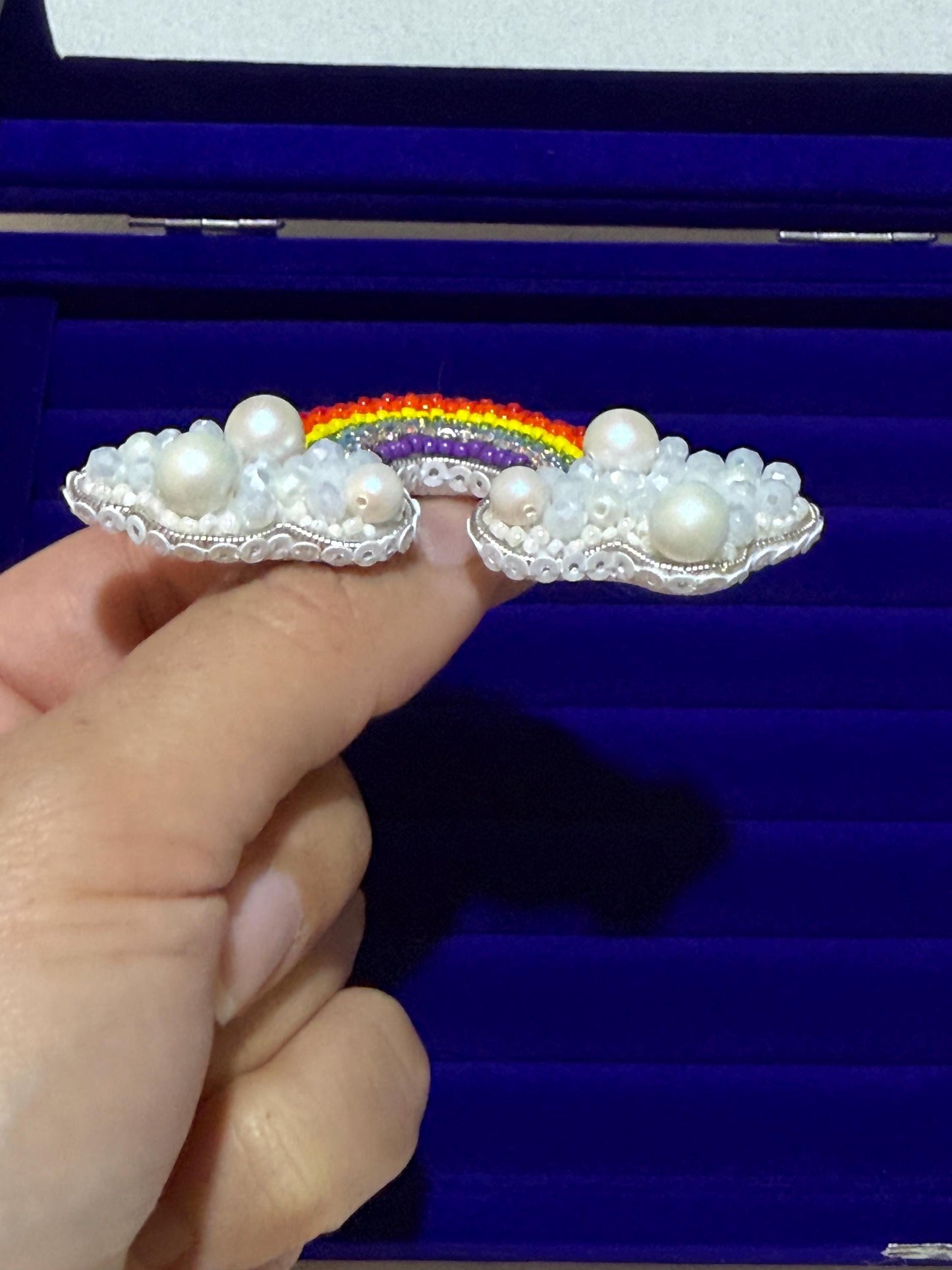 Handmade Beaded Rainbow Brooch – Pearl Cloud LGBTQ Pride Pin