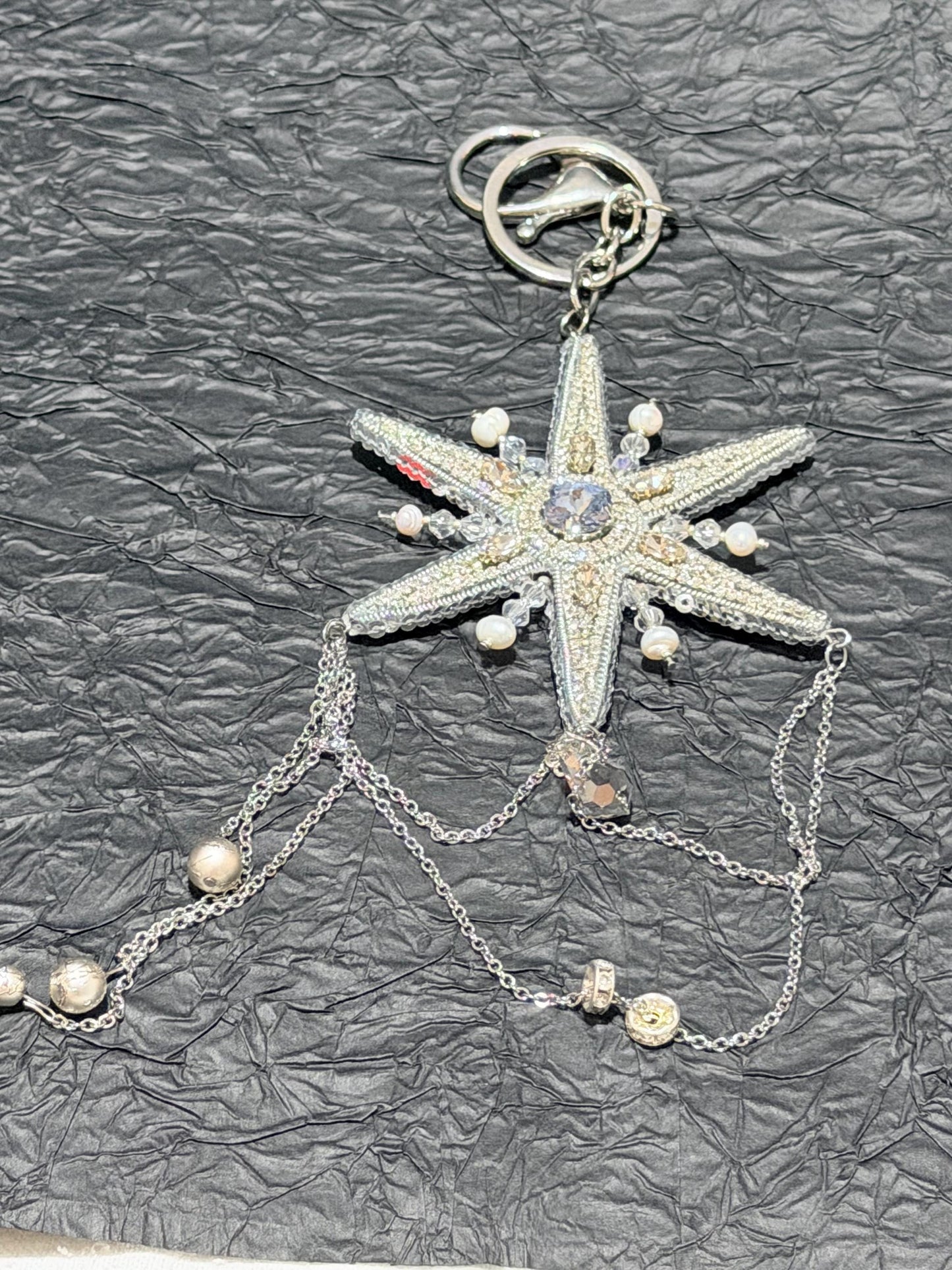 Handmade Crystal Star Bag Charm – Beaded Celestial Bag Jewelry
