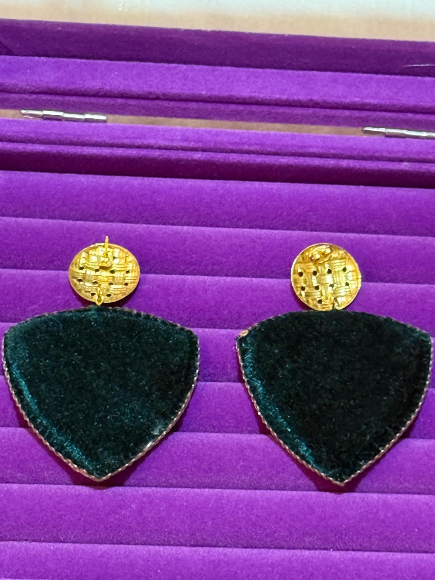 Handmade Beaded Triangle Drop Earrings | Art Deco Statement Jewellery
