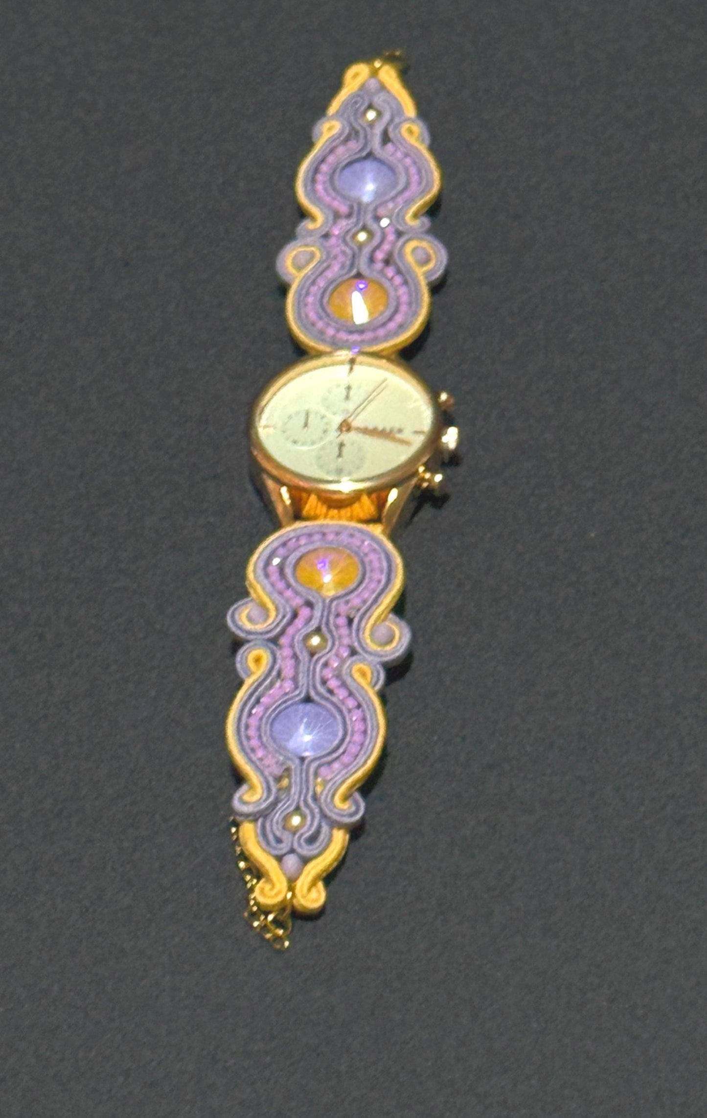 Handmade Soutache Watch: Beaded Crystal Embroidered Wristwatch