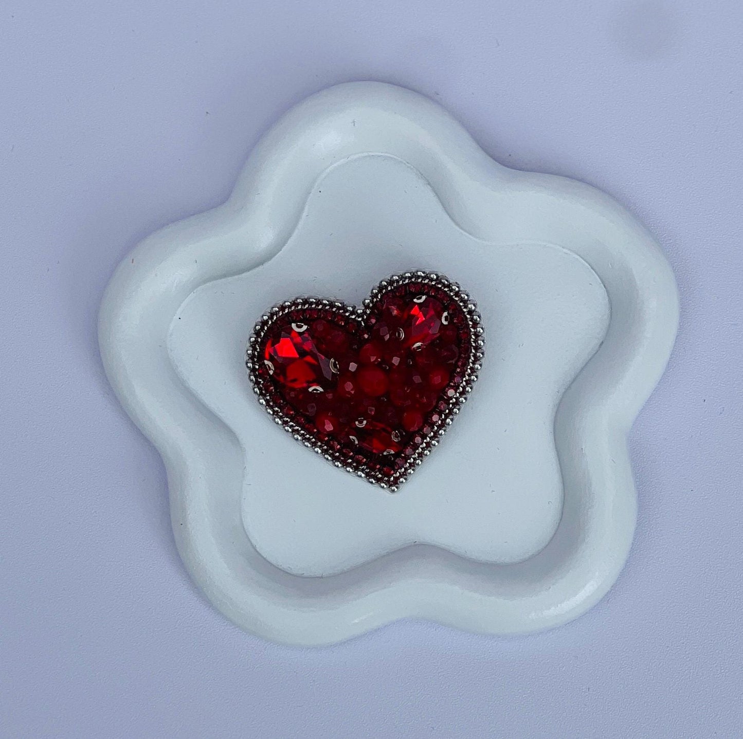 Handmade Red Crystal Heart Brooch: Beaded Love Pin