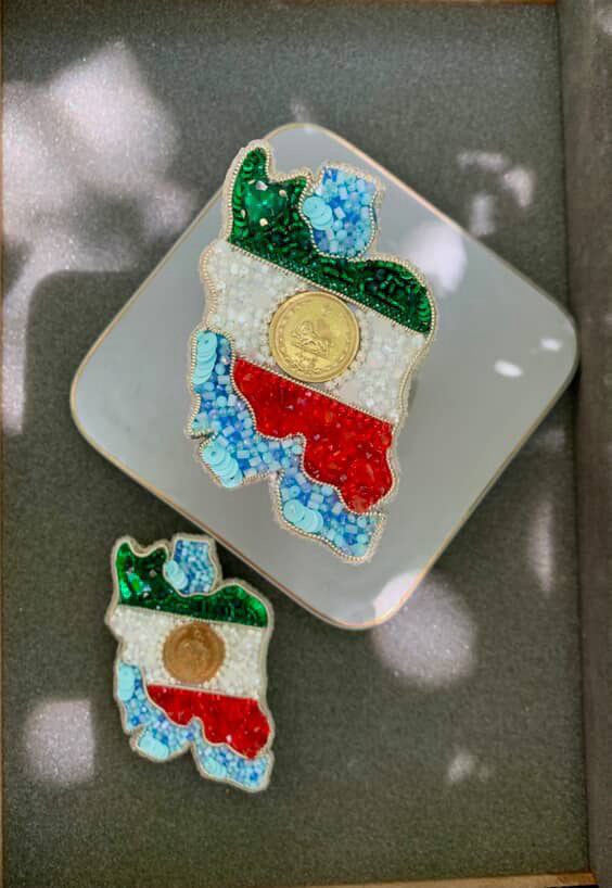 Handmade Iran Flag Brooch