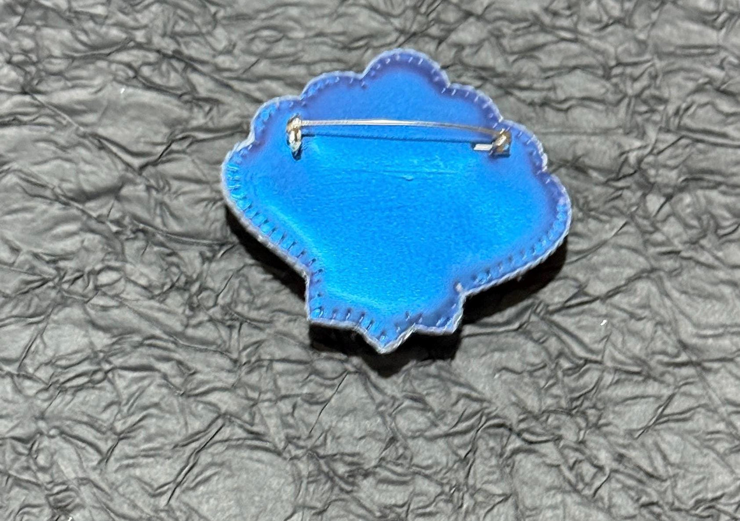 Handmade Beaded Shell Brooch: Blue Pearl Nautical Pin