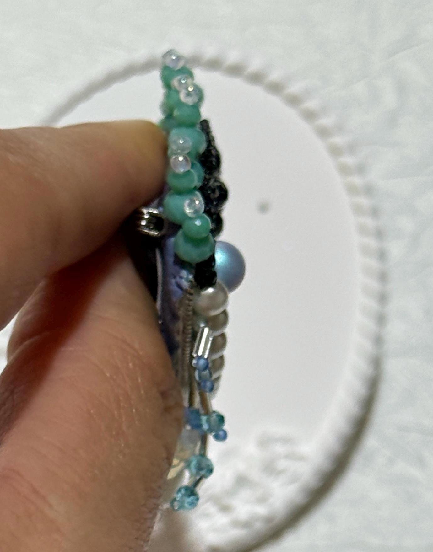 Handmade Evil Eye Brooch – Beaded Blue Eye Pin – Statement Jewelry – Gift for Protection