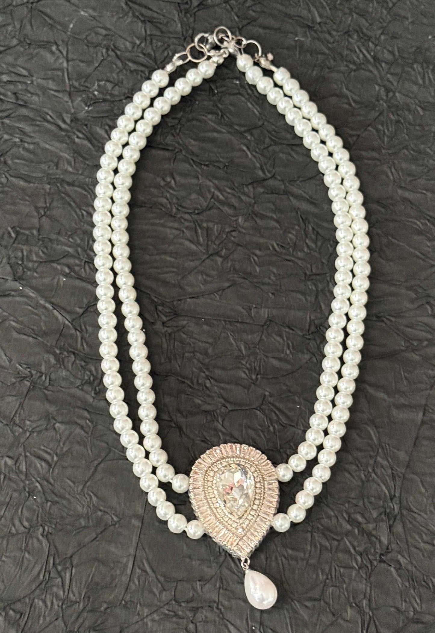 Handmade Pearl Crystal Choker: Bridal Statement Necklace