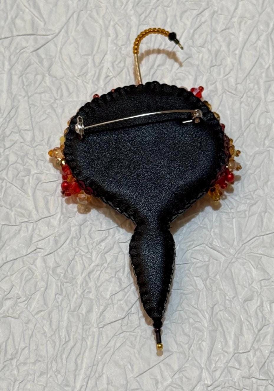 Handmade Floral Umbrella Brooch: Beaded Sequin Statement Jewelry