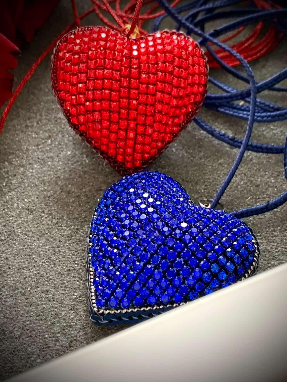 Handmade Crystal Beaded Heart Necklace – Adjustable Cord Pendant