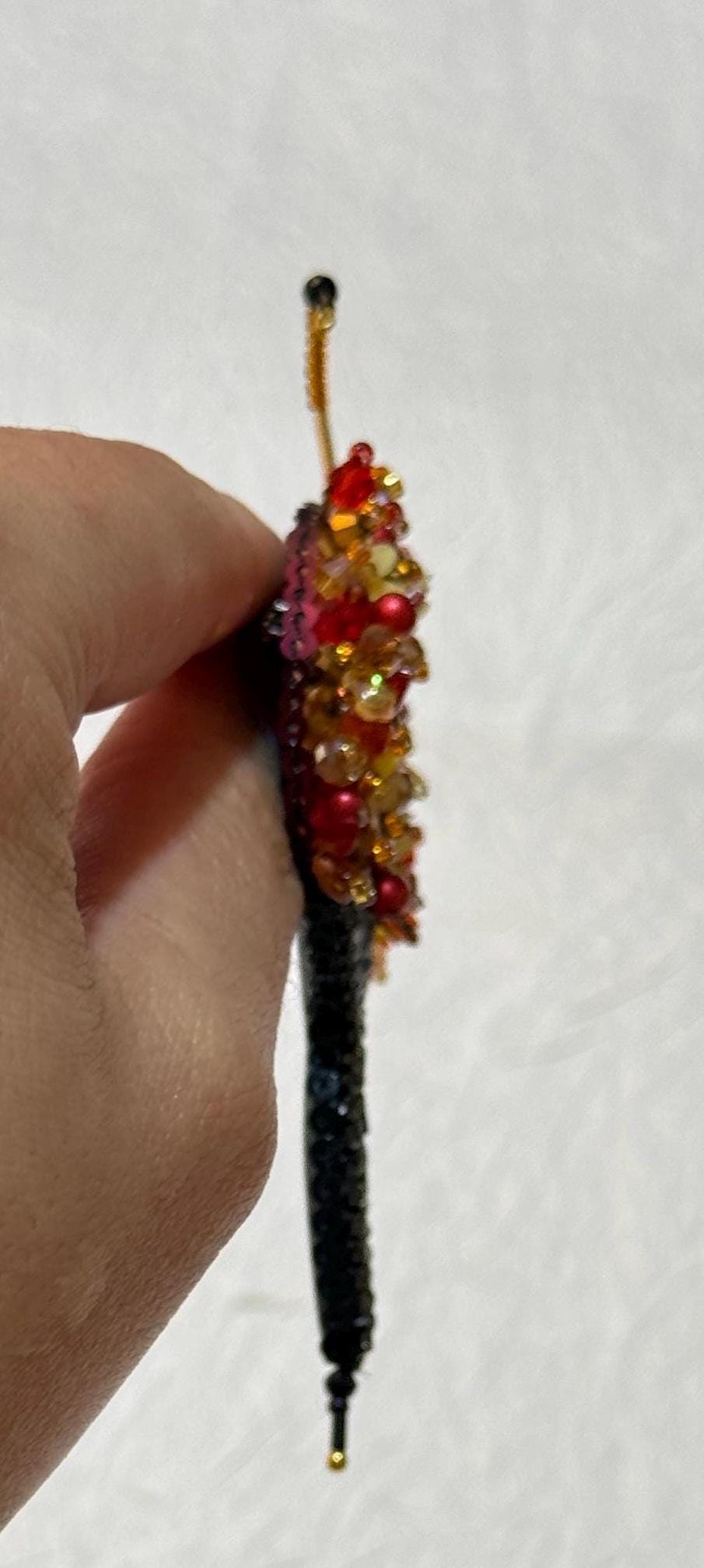 Handmade Floral Umbrella Brooch: Beaded Sequin Statement Jewelry