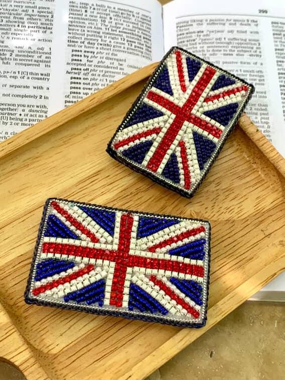 Handmade Beaded Union Jack Brooch: British Flag Pin