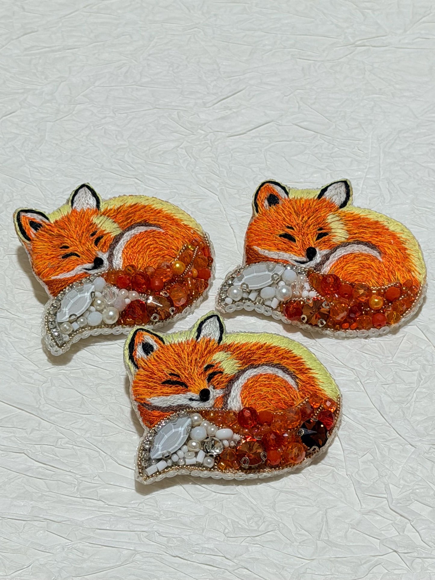 Handmade  Fox Brooch | Beaded & Embroidered Animal Pin
