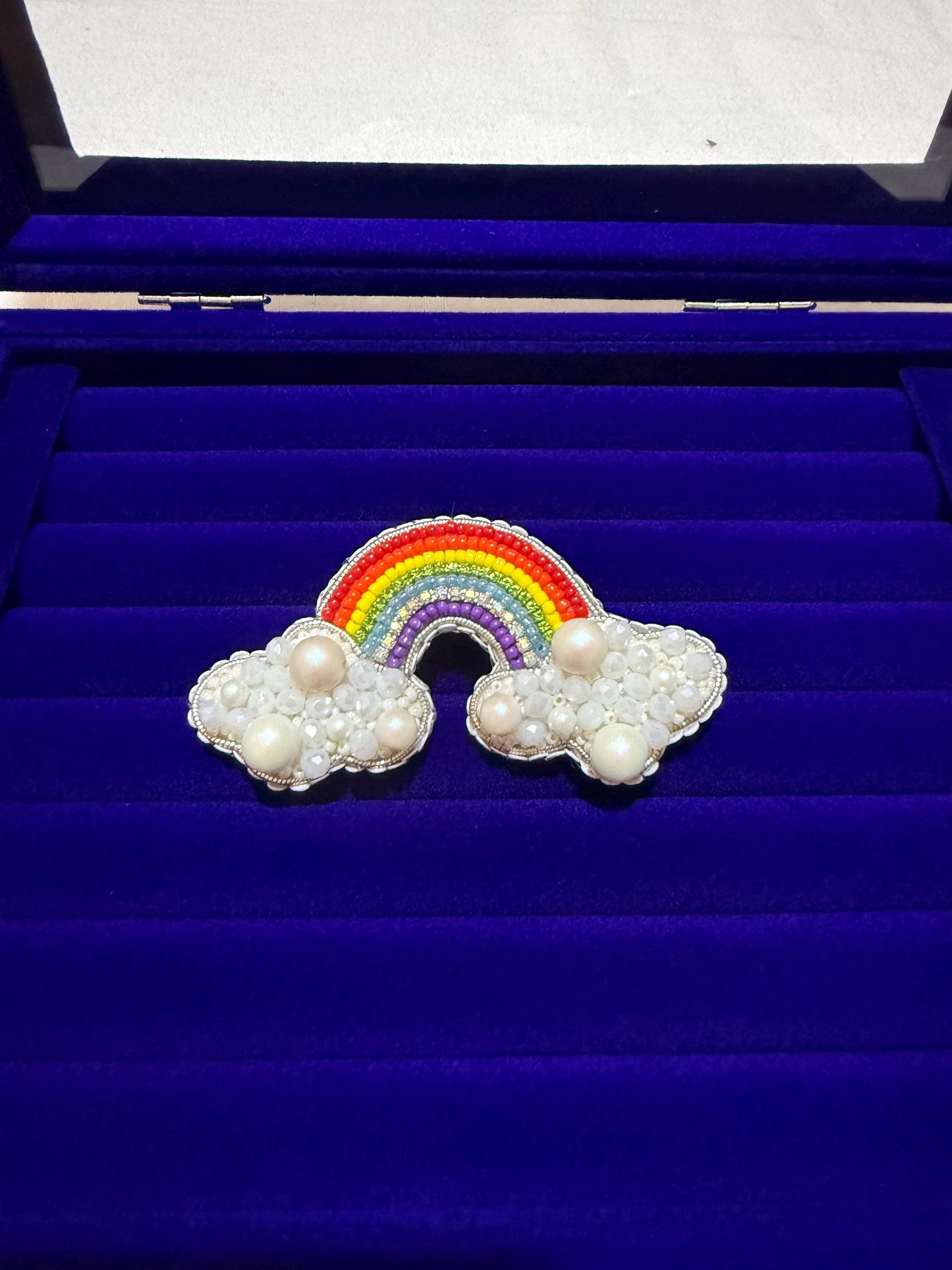 Handmade Beaded Rainbow Brooch – Pearl Cloud LGBTQ Pride Pin