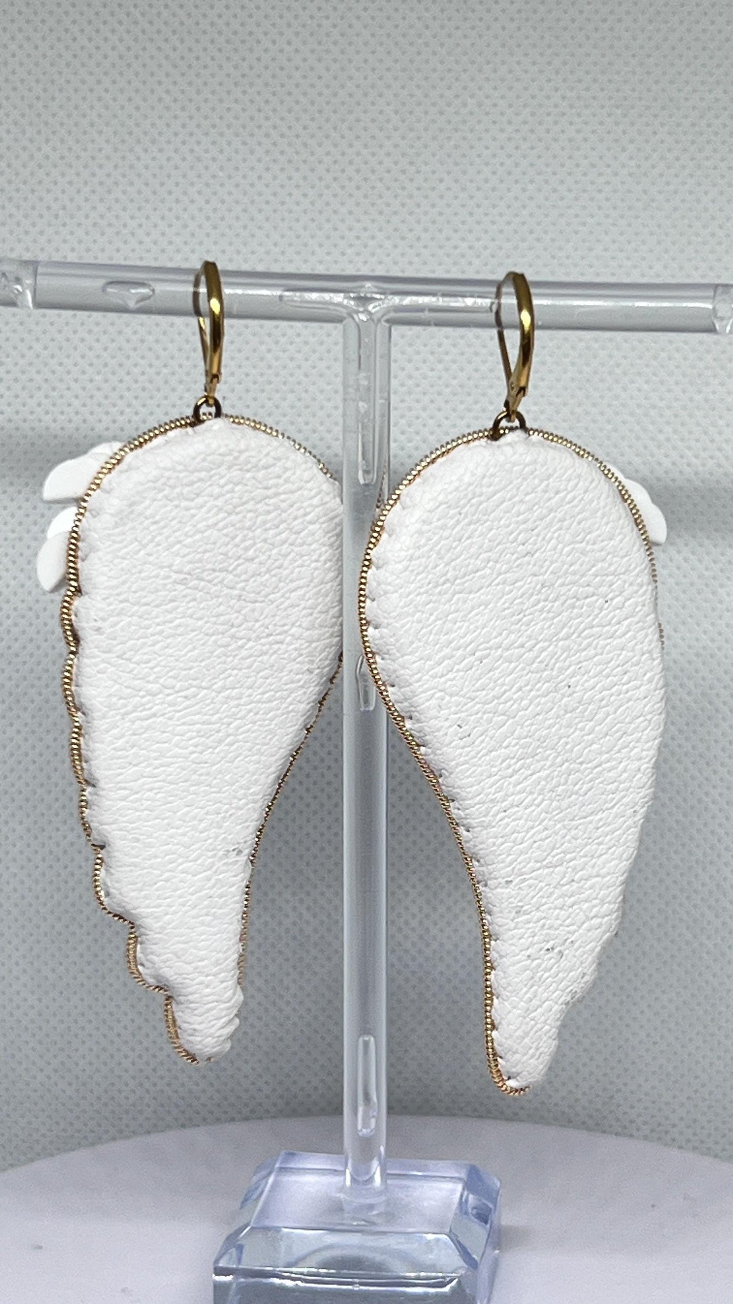 Handmade Angel Wing Earrings: Pearl, Crystal, and Sequin Statement Jewelry