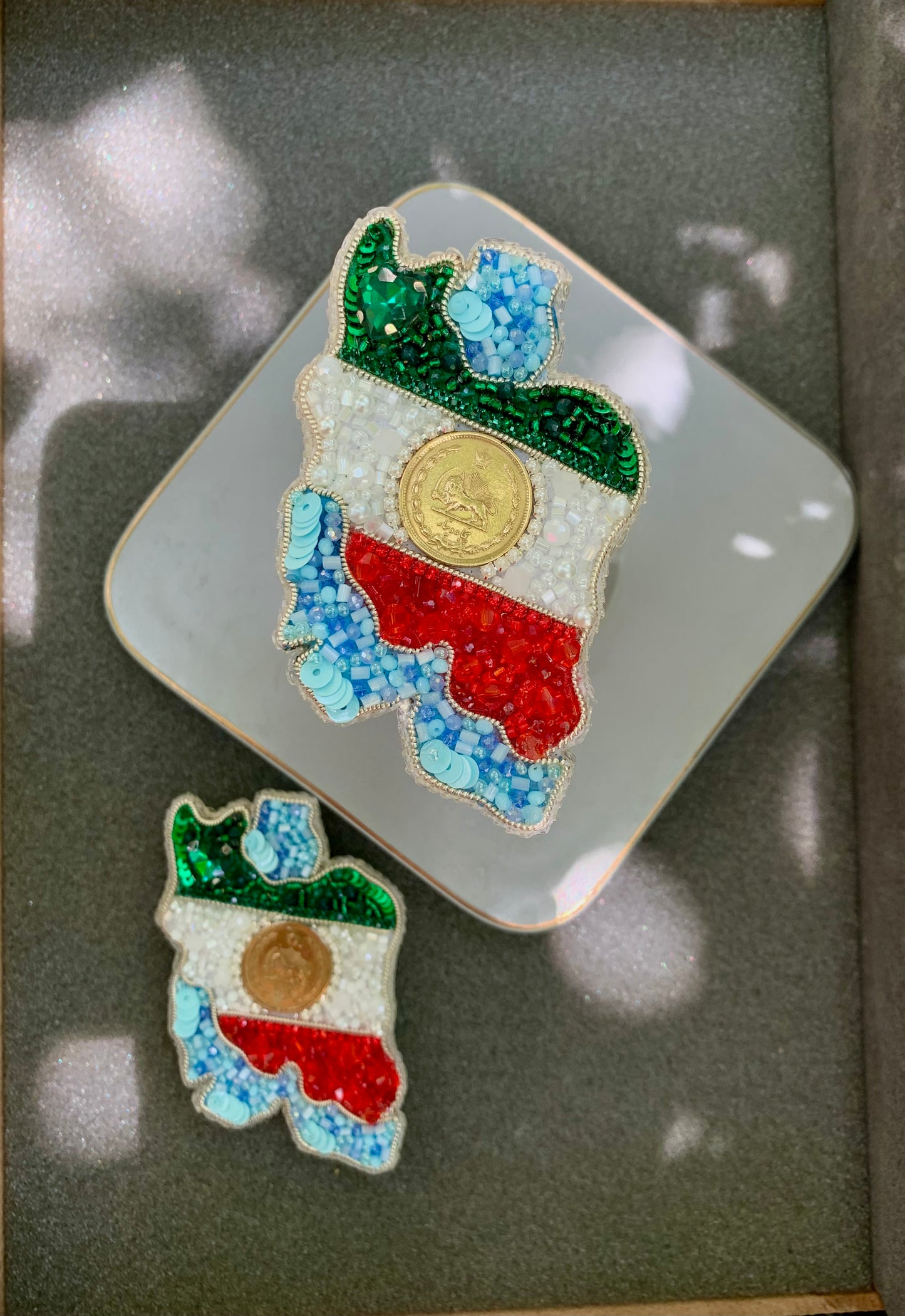 Handmade Iran Flag Brooch