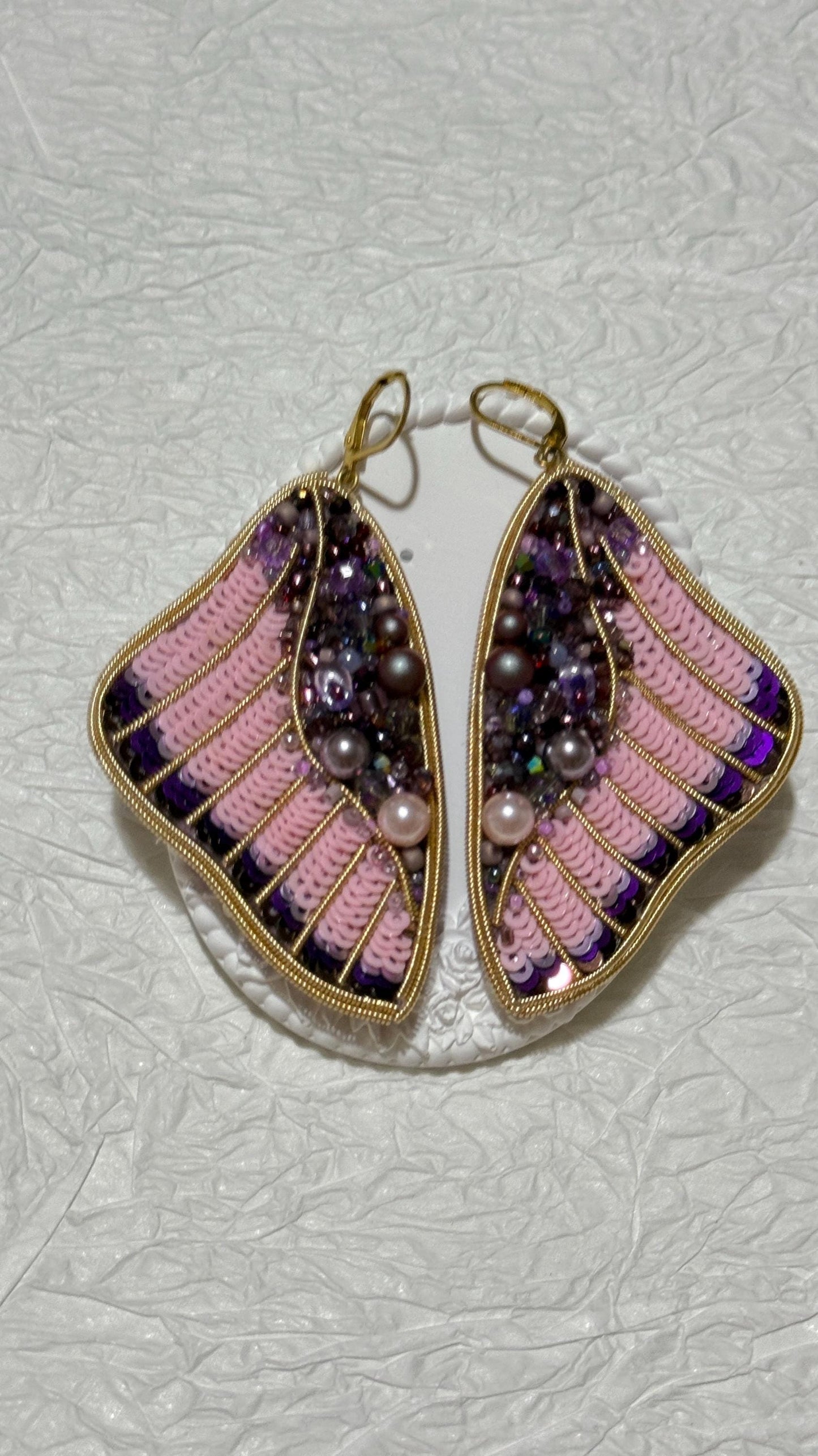 Handmade Beaded Sequin Earrings: Pearl Drop Statement Jewelry