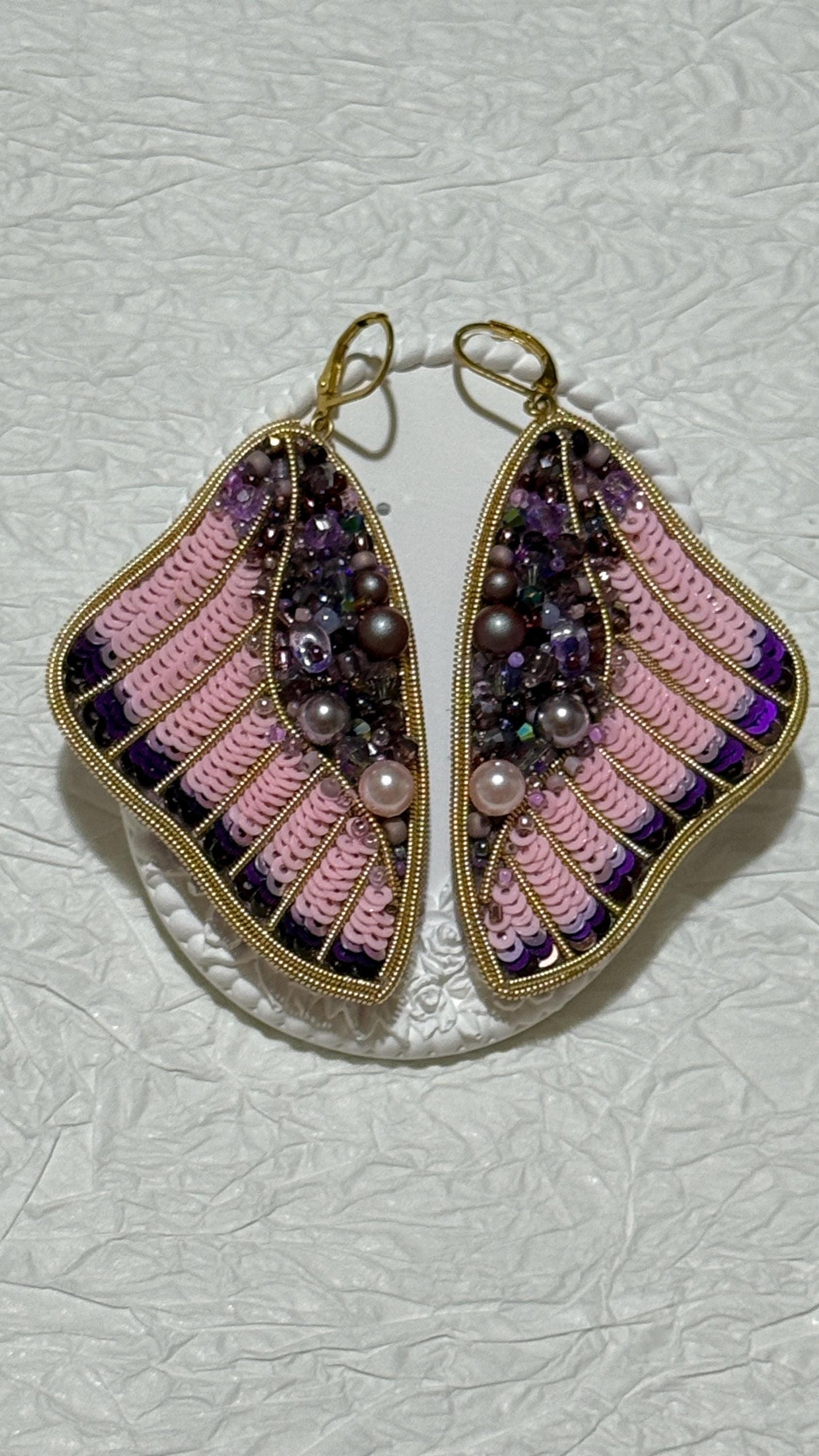 Handmade Beaded Sequin Earrings: Pearl Drop Statement Jewelry