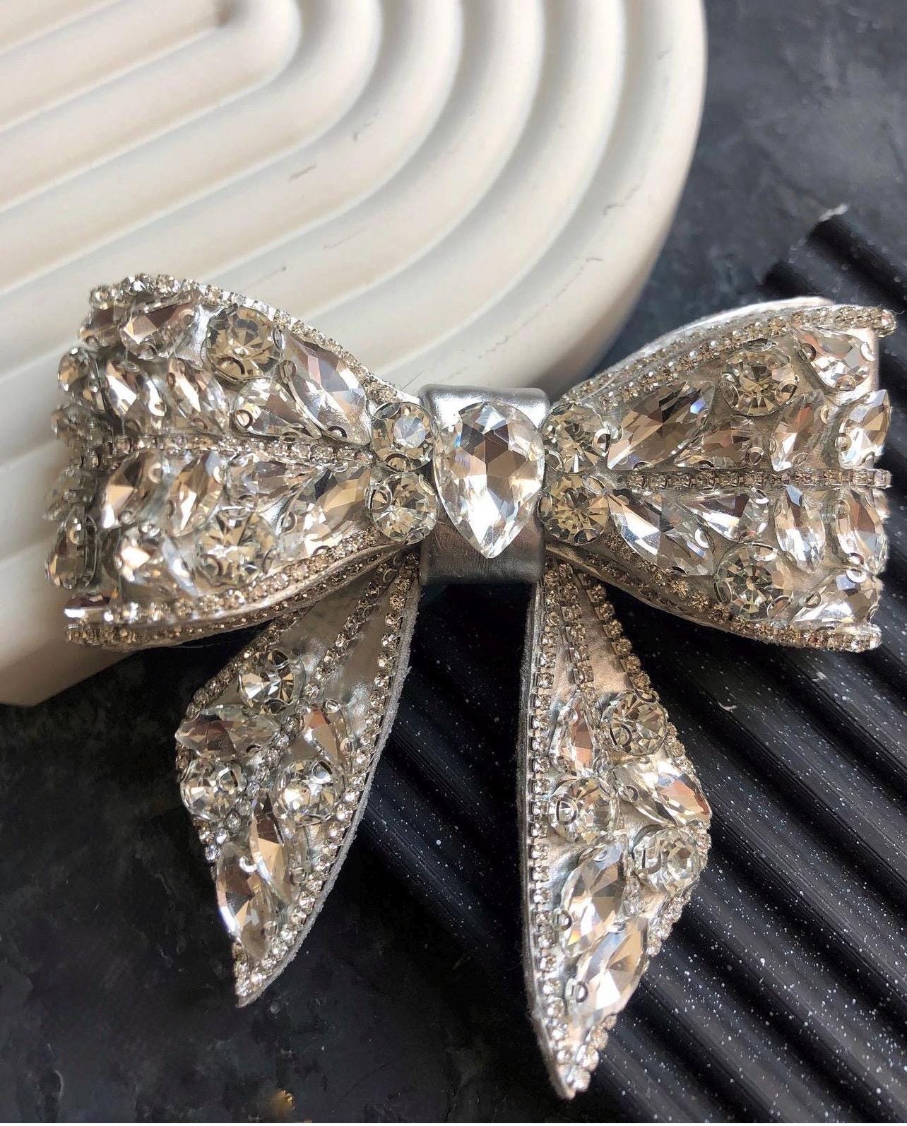 Crystal Bow Brooch for Women | Rhinestone Bridal Pin | Elegant Statement Accessory