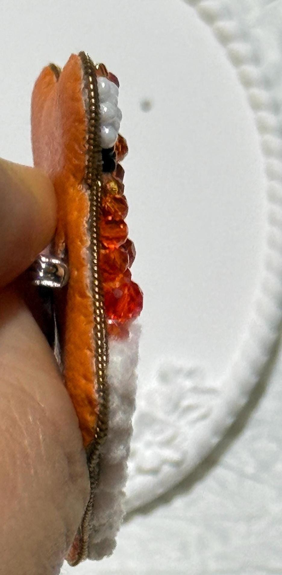 Handmade Beaded Tiger Brooch: Crystal Embroidered Animal Pin