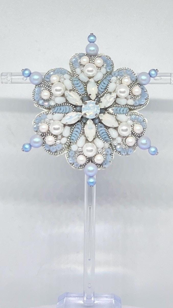 Handmade Crystal Snowflake Brooch - Elegant Winter Jewelry Accessory