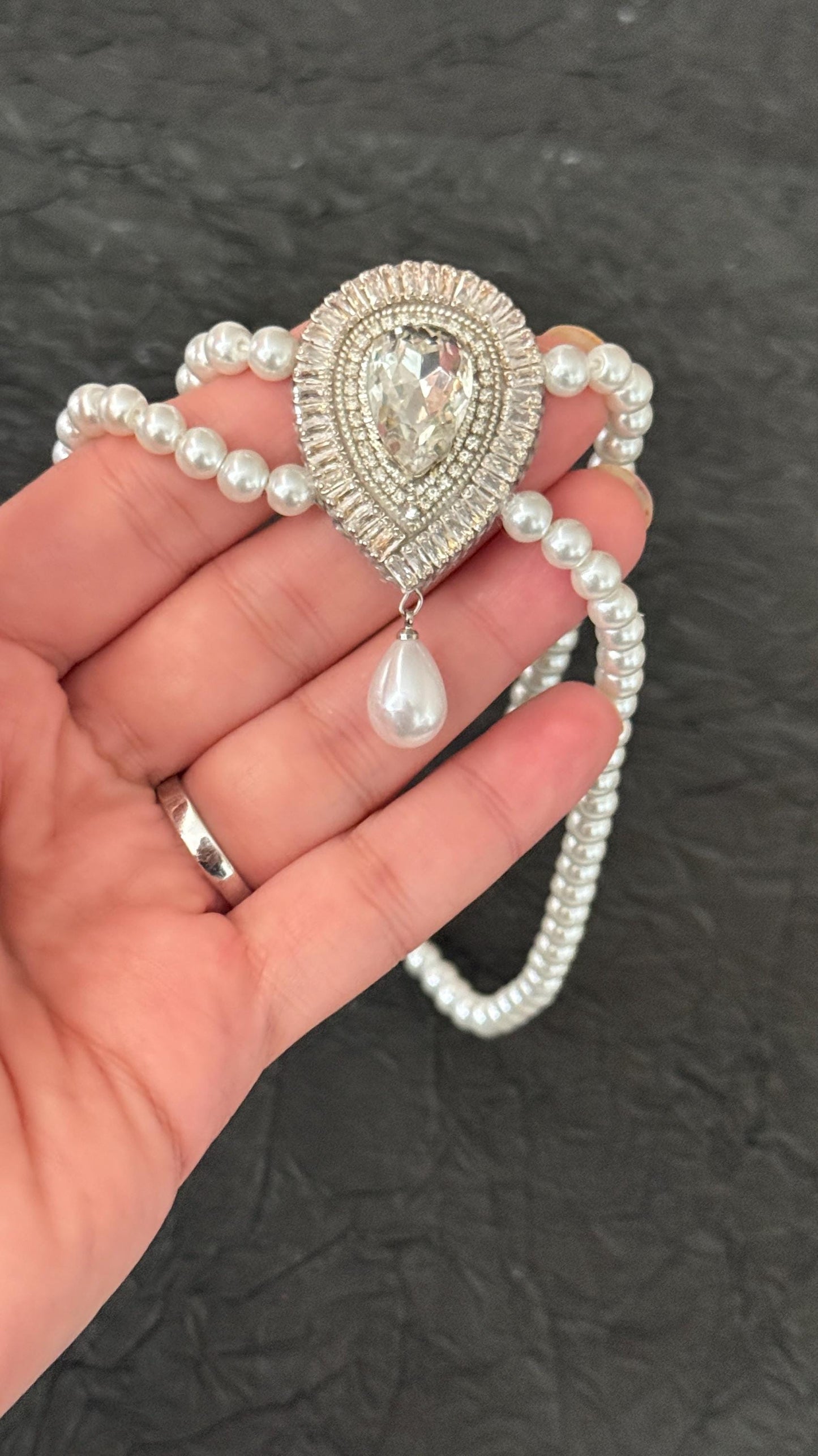 Handmade Pearl Crystal Choker: Bridal Statement Necklace