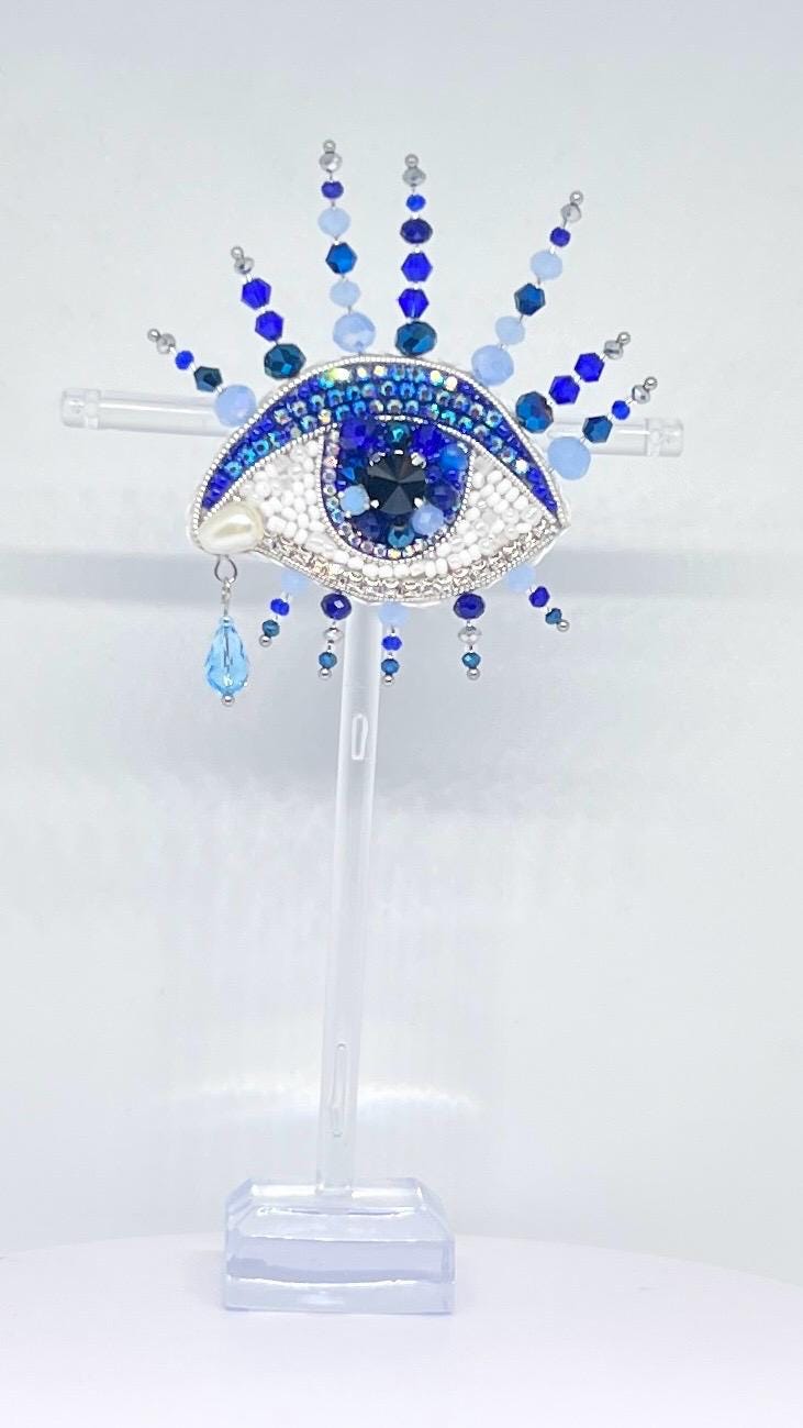 Handmade Evil Eye Beaded Brooch - Unique Statement Jewelry Gift