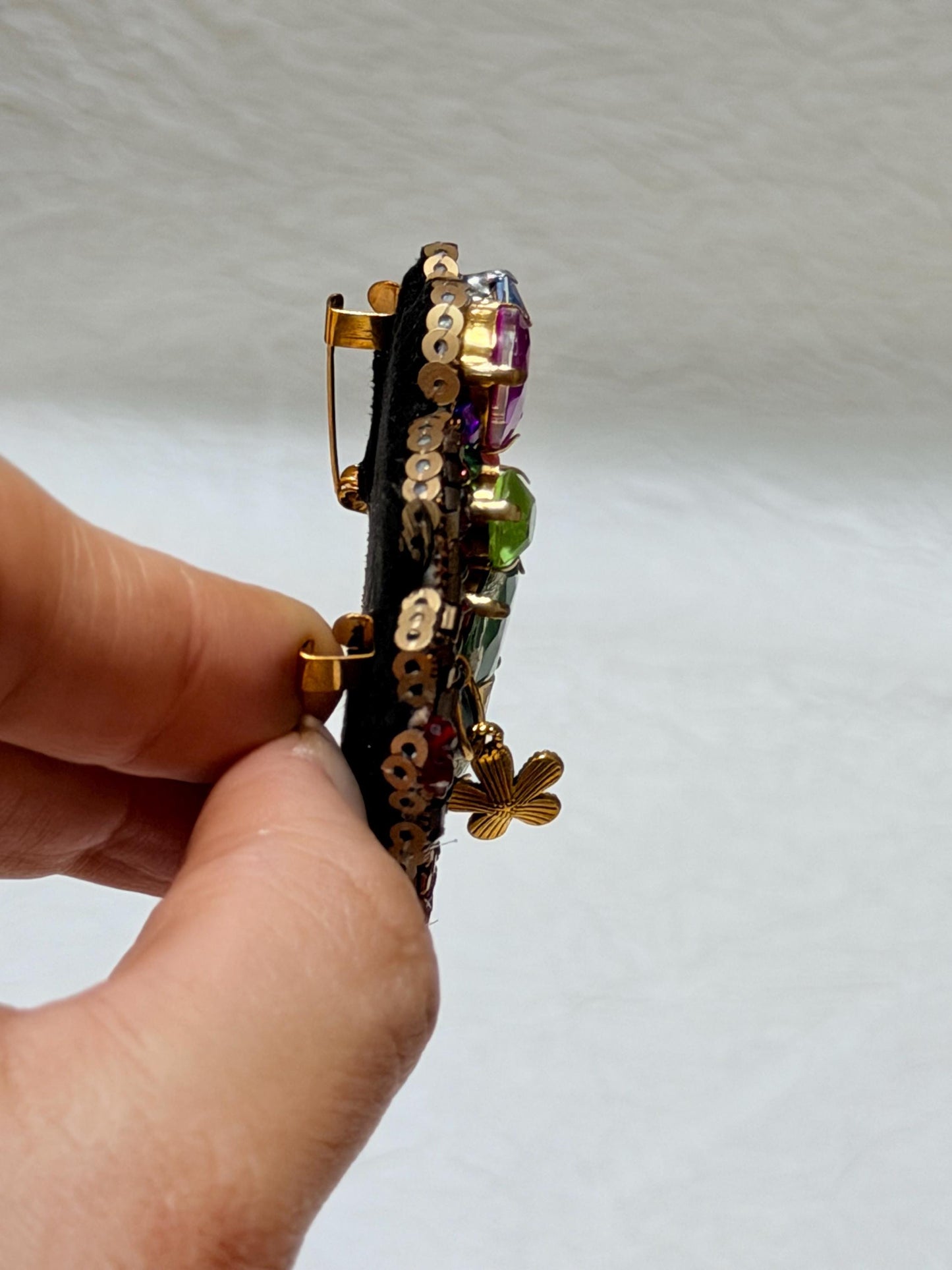 Handmade Beaded African Woman Brooch – Crystal Pearl Statement Pin