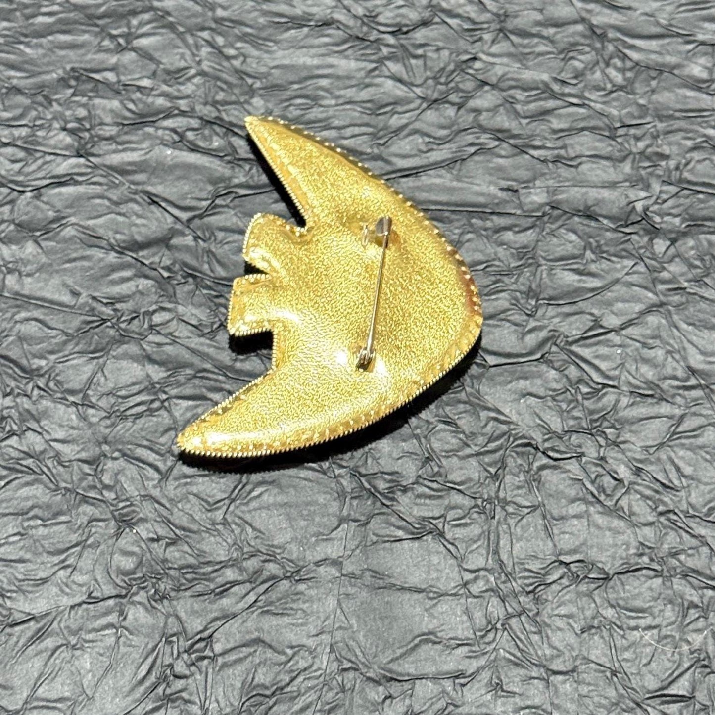 Handmade Beaded Fish Brooch: Gold Sequin Statement Pin