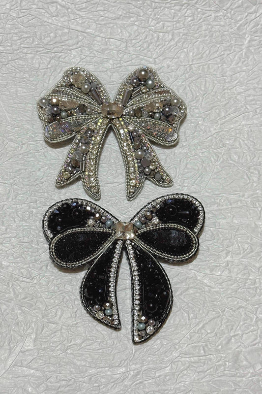 Handmade Beaded Bow Brooch: Crystal Embroidered Statement Jewelry