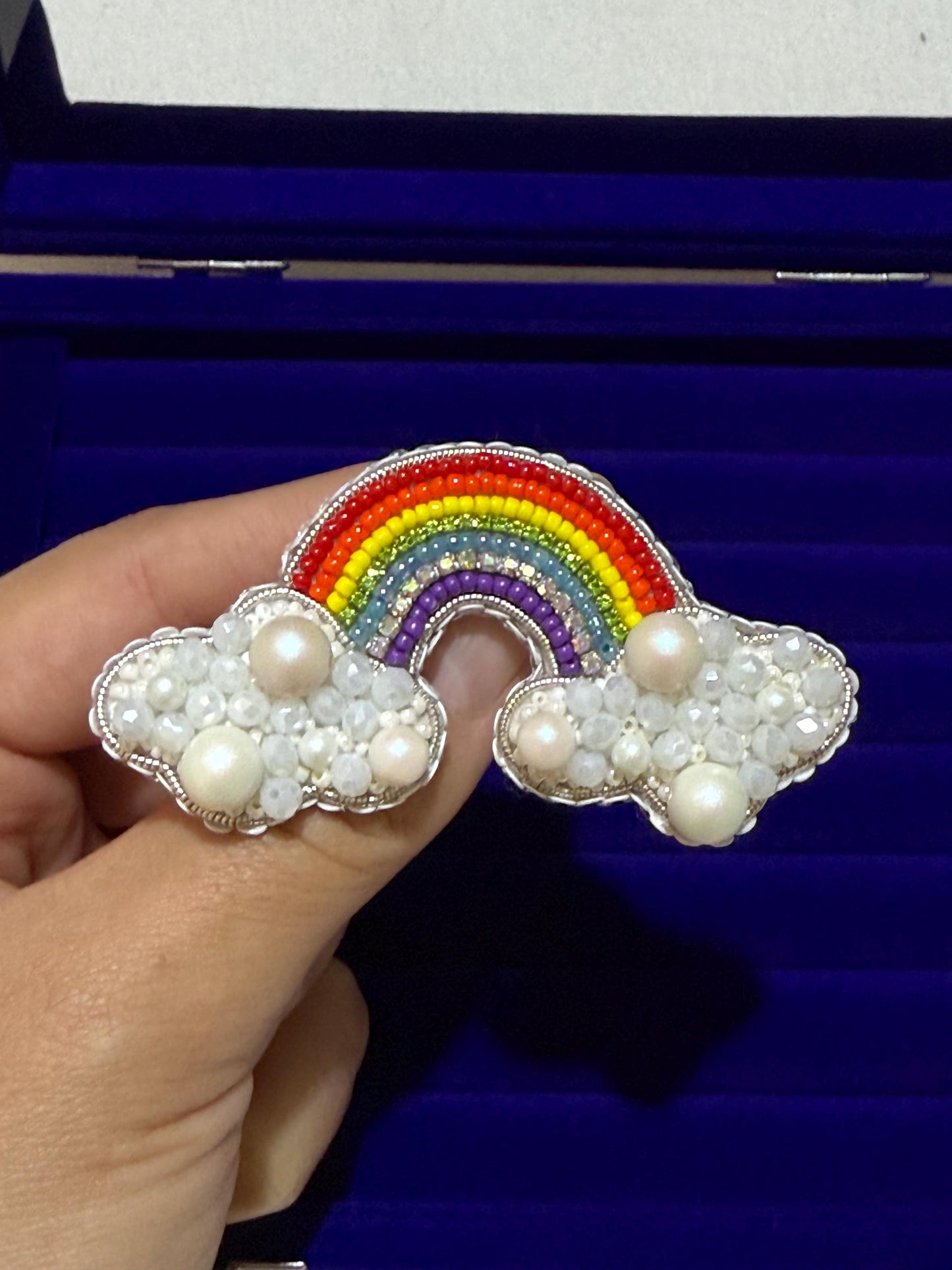 Handmade Beaded Rainbow Brooch – Pearl Cloud LGBTQ Pride Pin