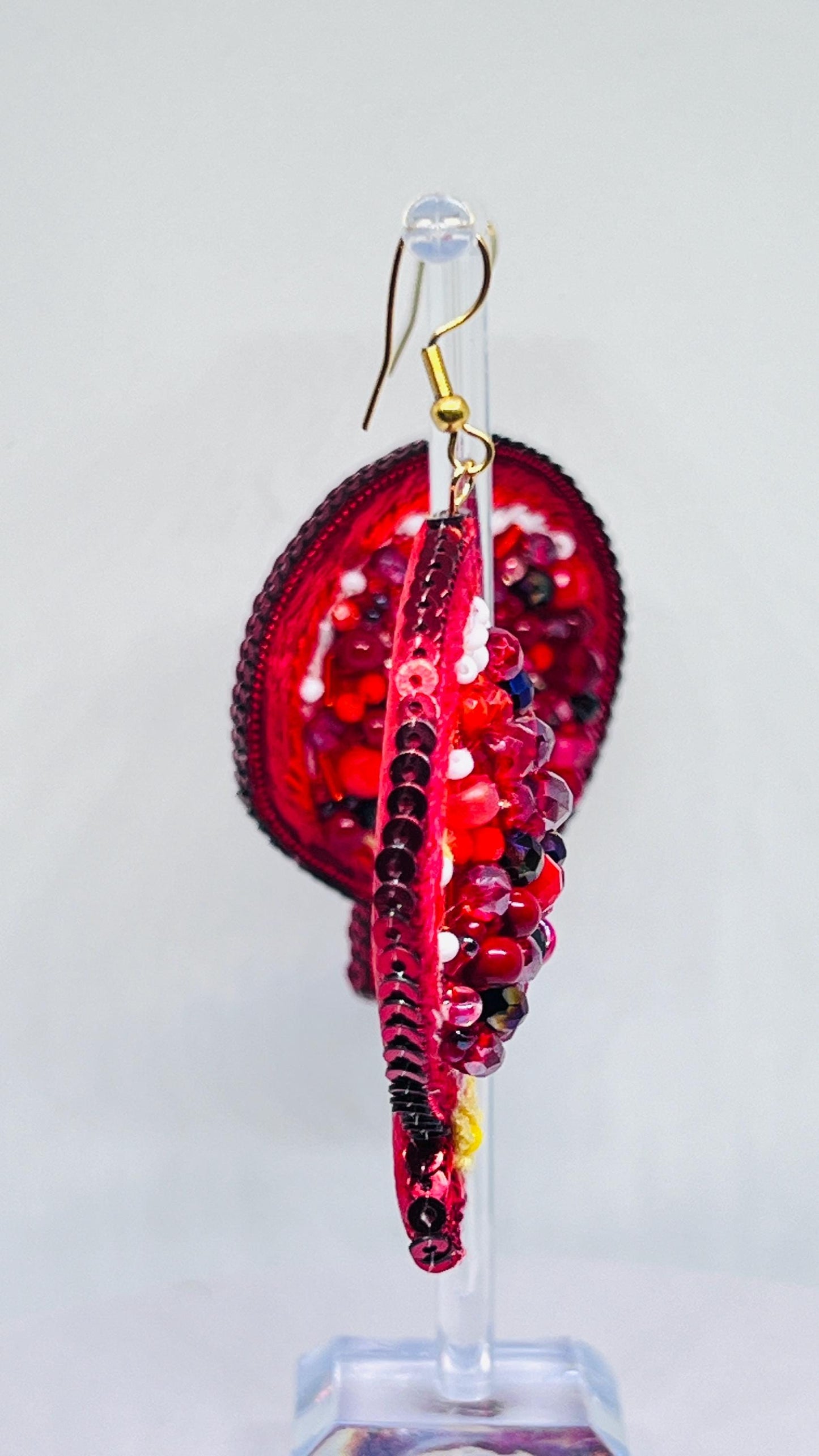 Handmade Beaded Pomegranate Earrings: Statement Fruit Jewelry