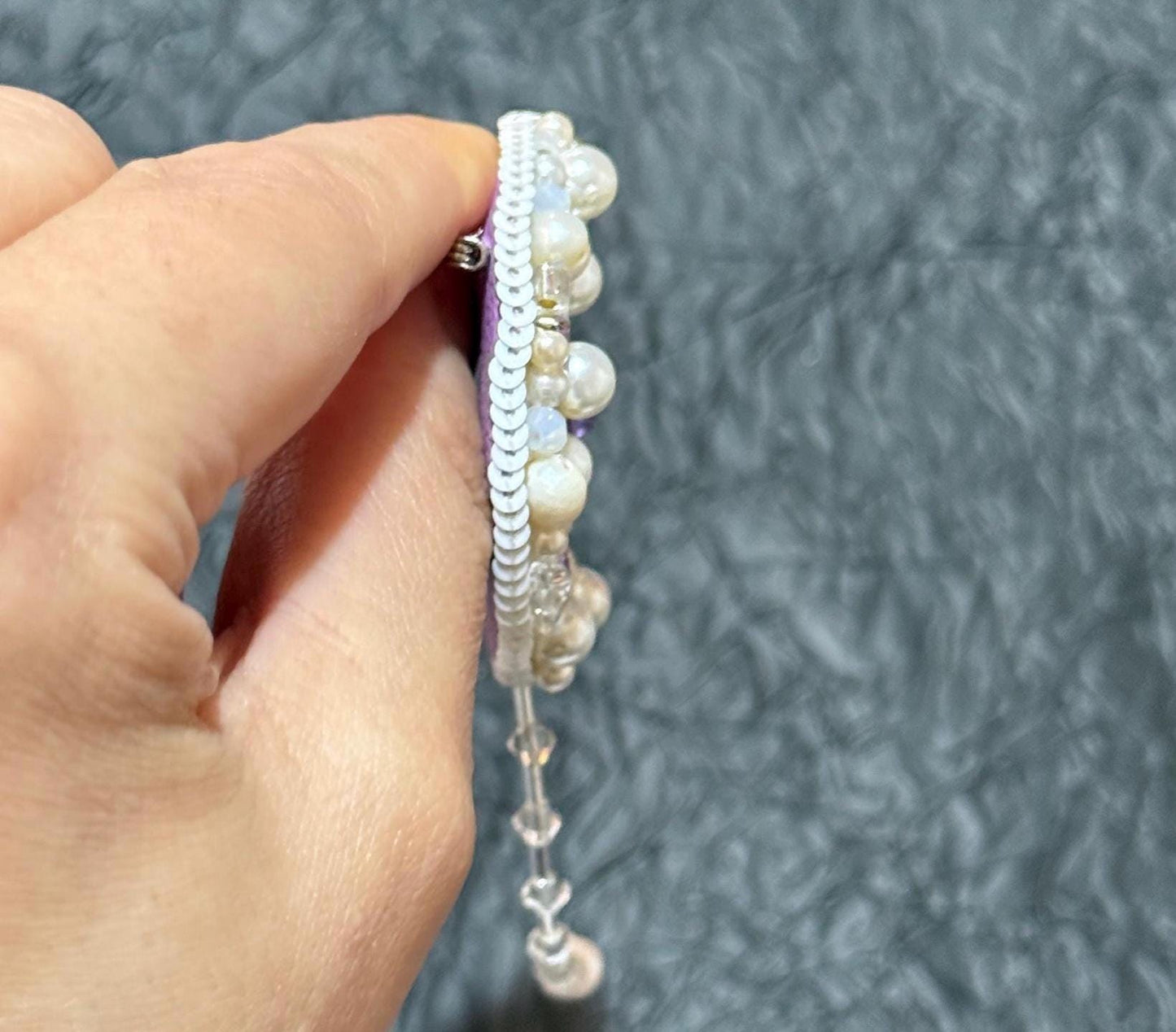 Handmade Pearl Dandelion Brooch: Beaded Crystal Flower Pin