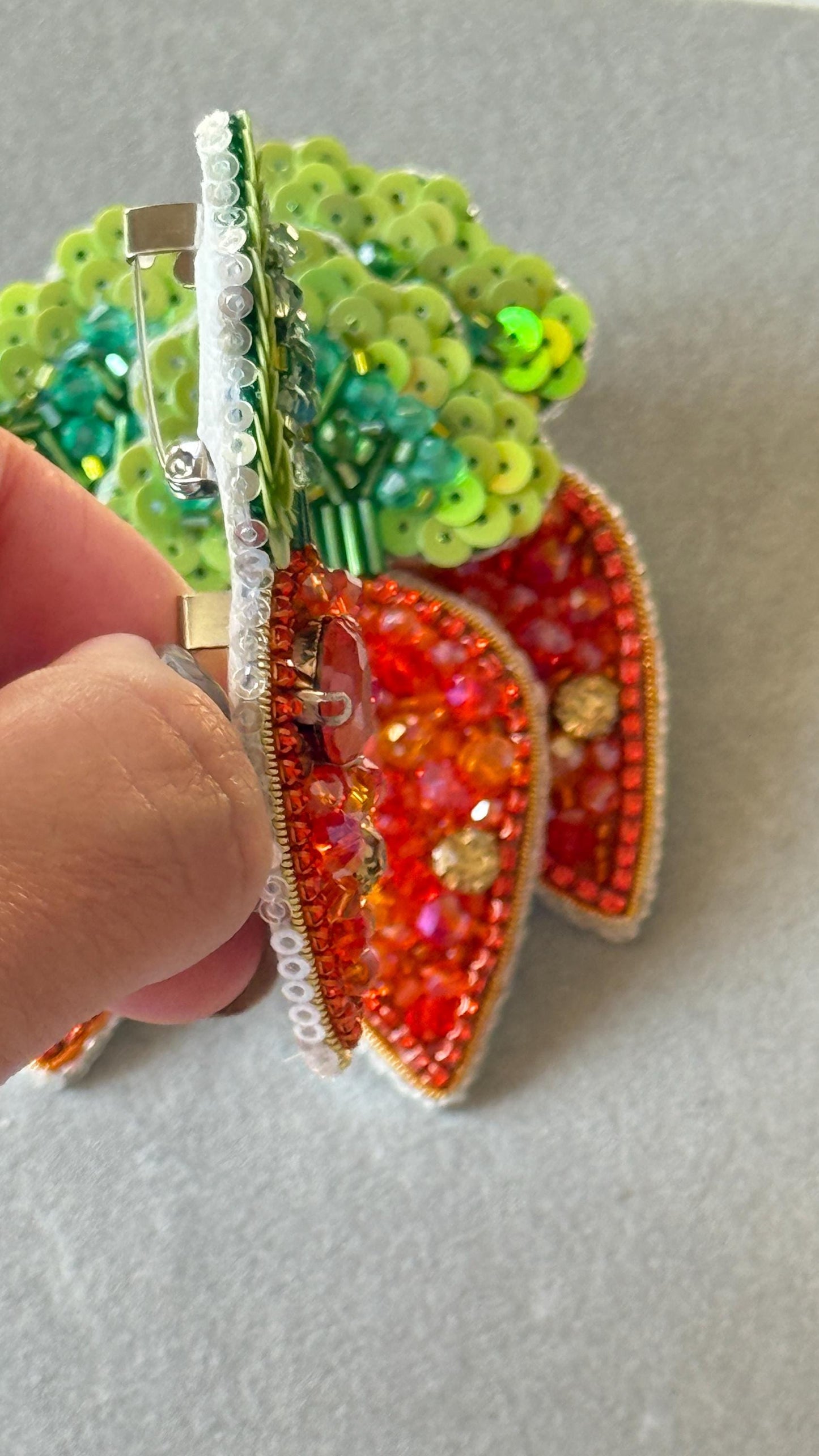 Handmade Beaded Carrot Brooch: Crystal Vegetable Pin
