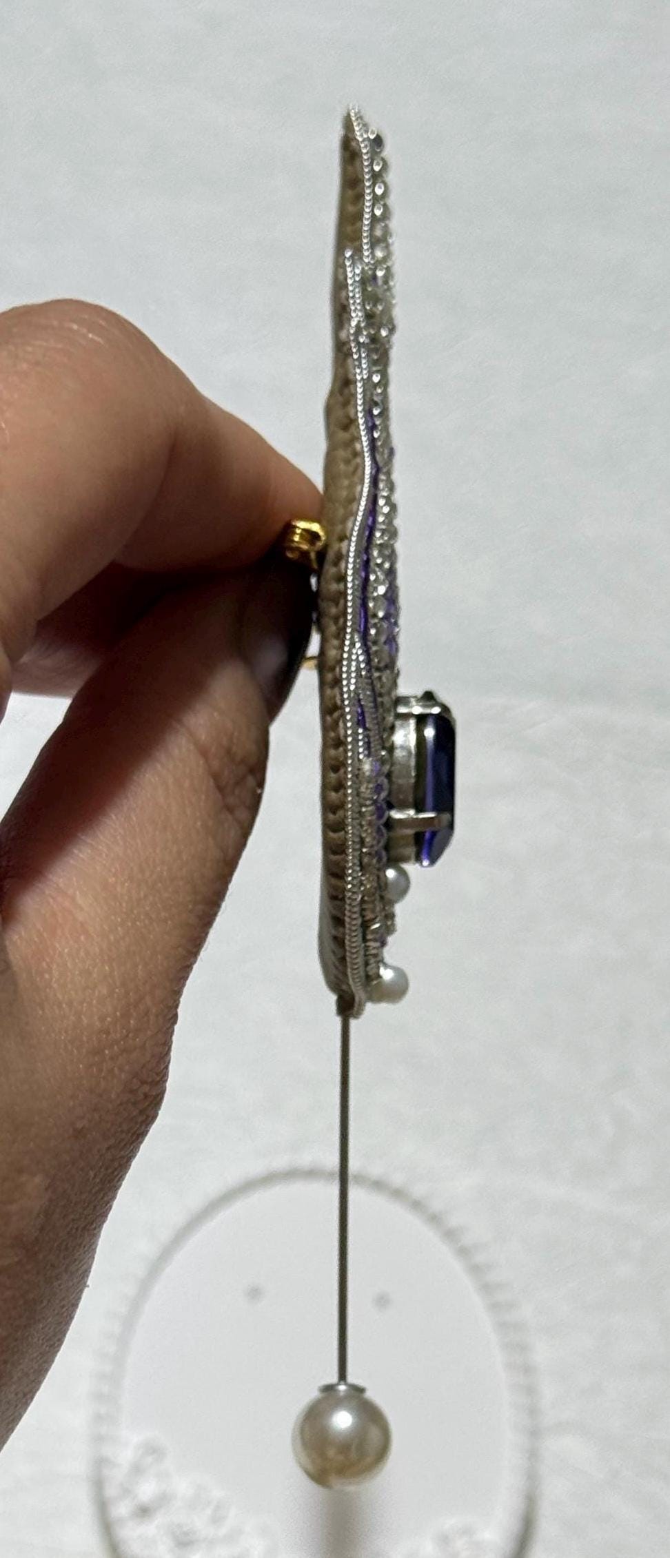 Handmade Purple Lotus Brooch: Beaded Crystal Statement Pin